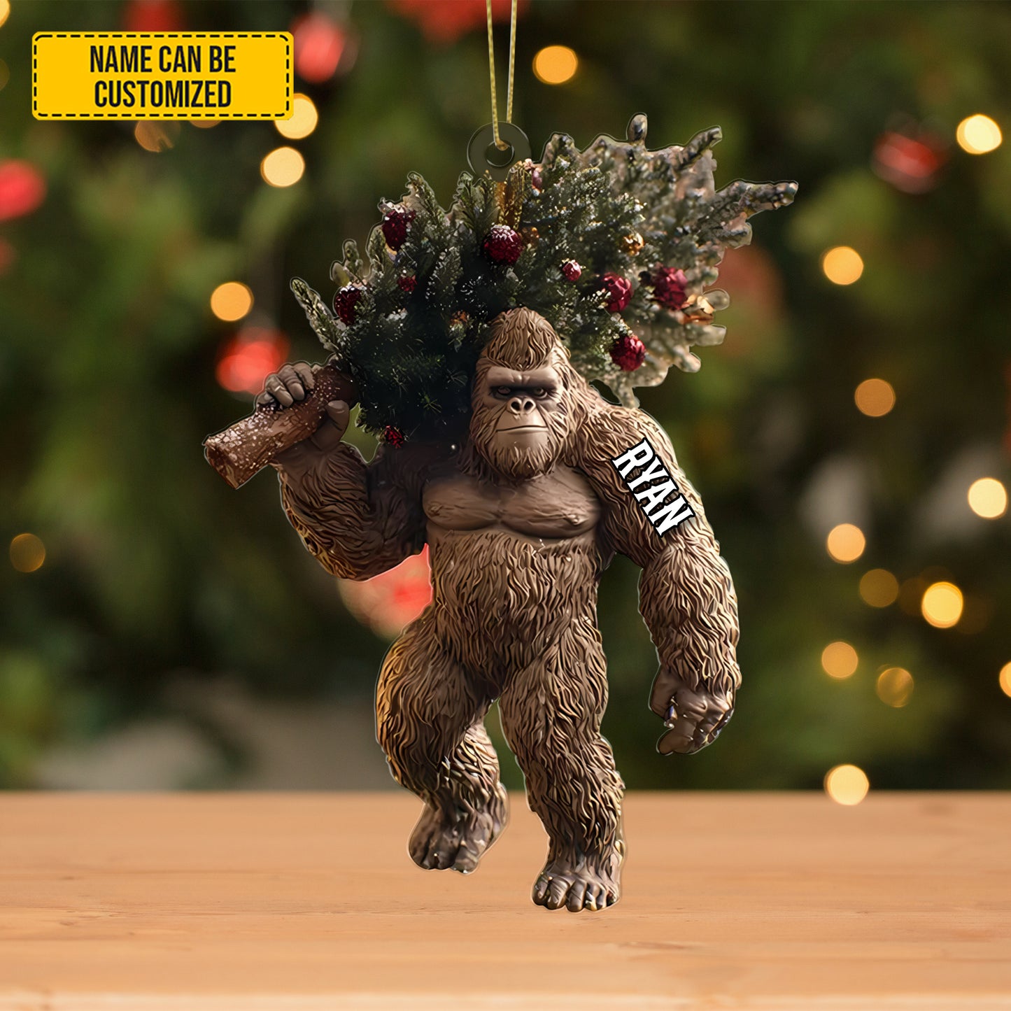 Personalized Funny Sasquatch Holiday Keepsake Acrylic Ornament