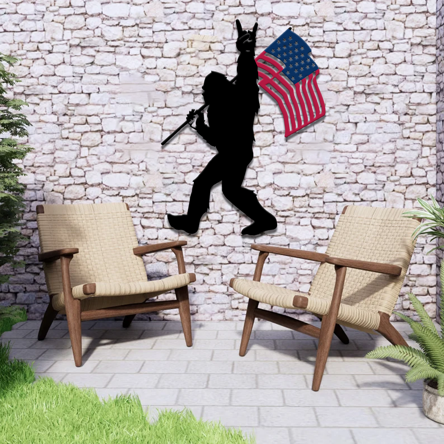 Rockin’ in the USA – Bigfoot Flag Metal Sign