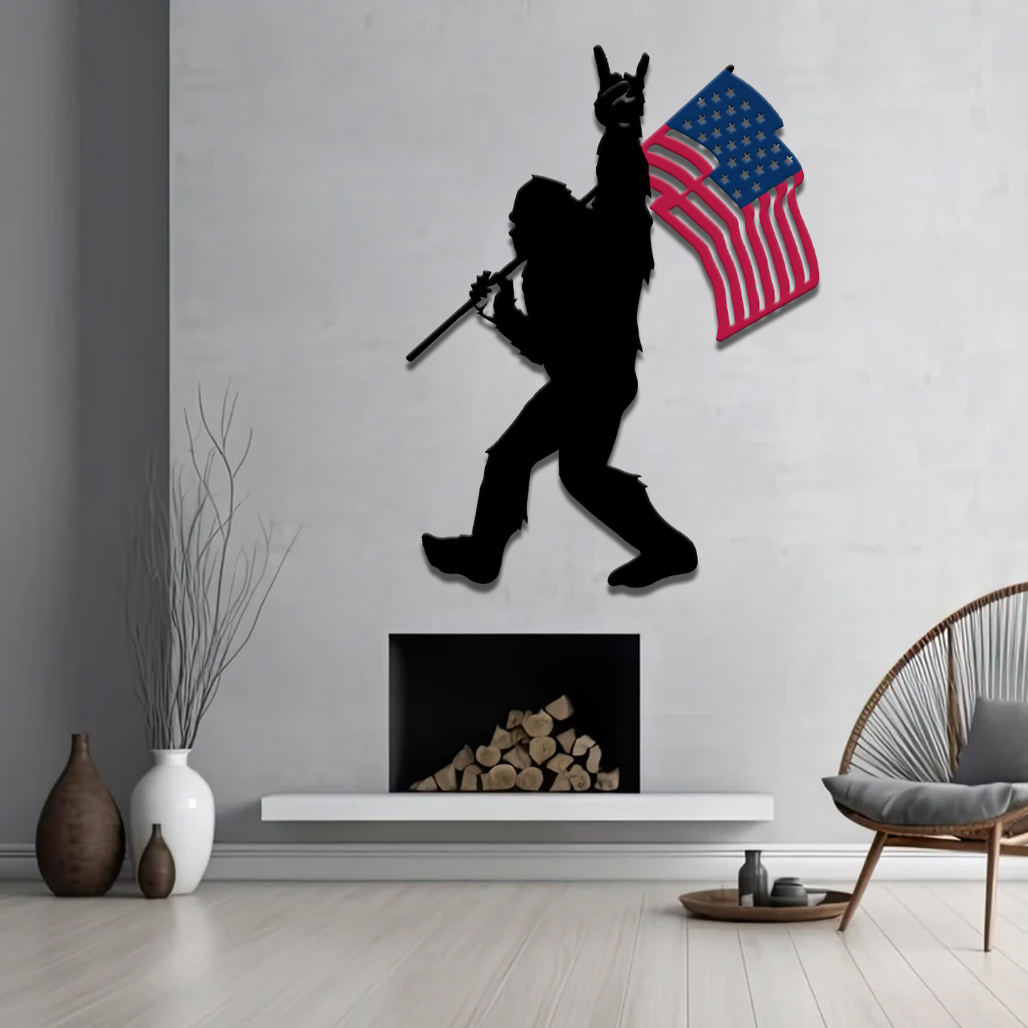 Rockin’ in the USA – Bigfoot Flag Metal Sign