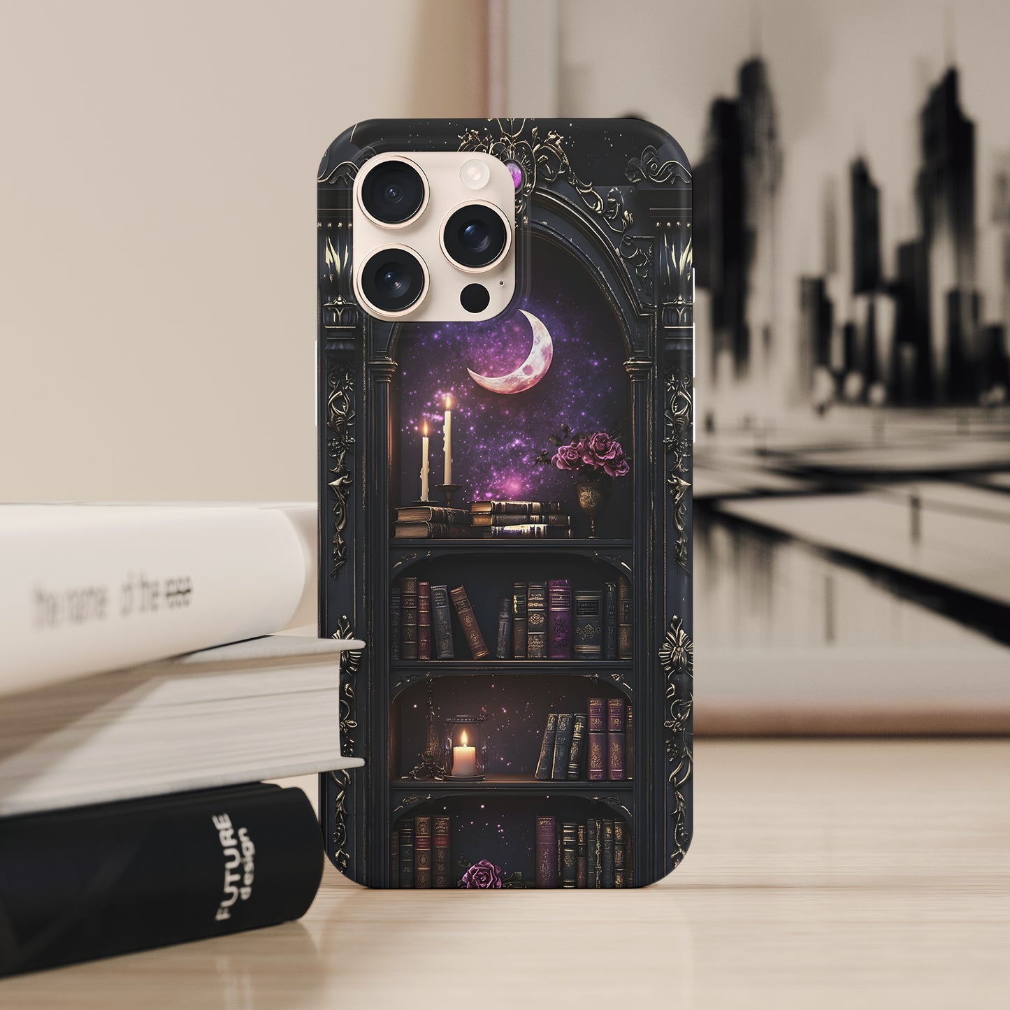 Gothic Moonlit Library Phone Case