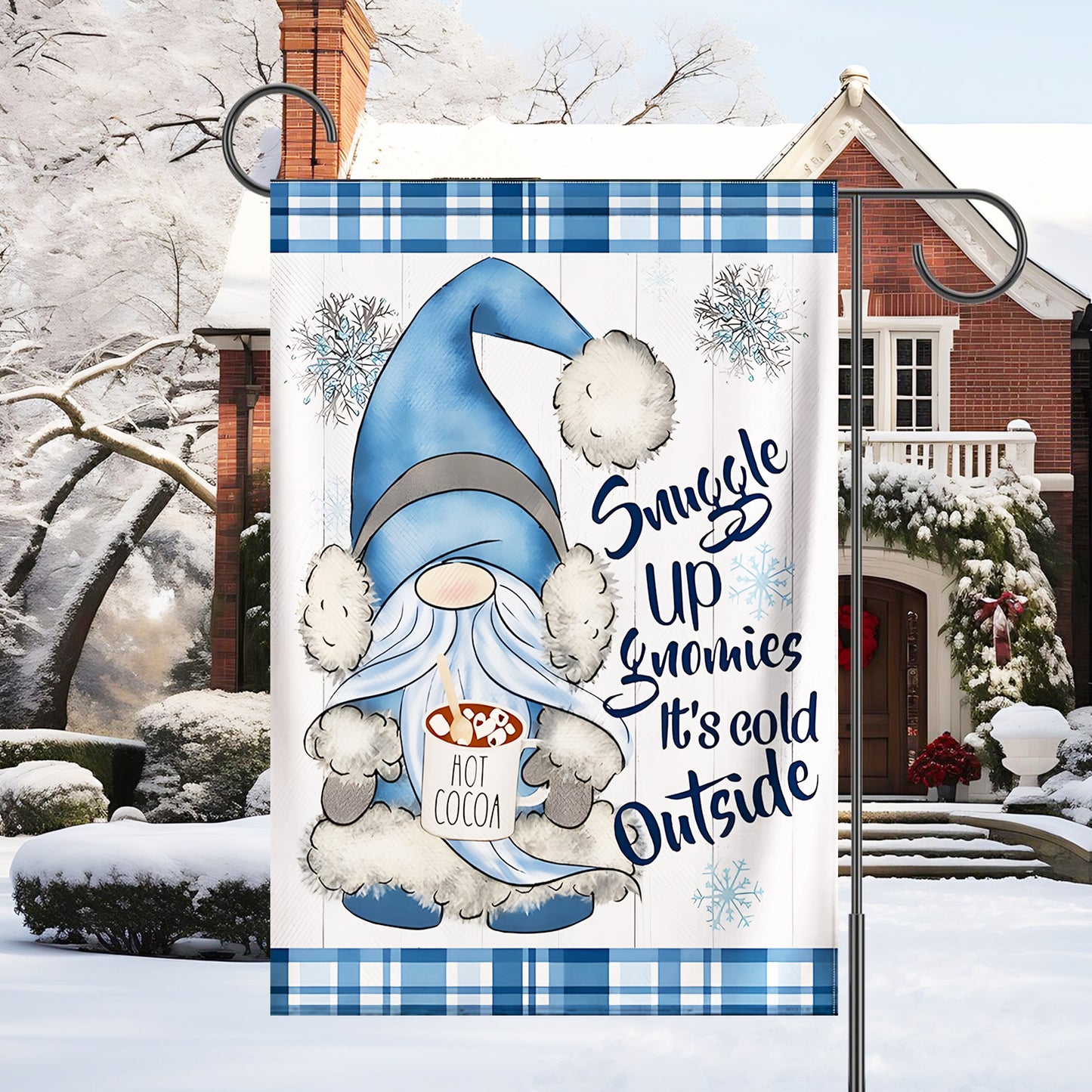 Snuggle Up Gnomies - Christmas Garden Flag