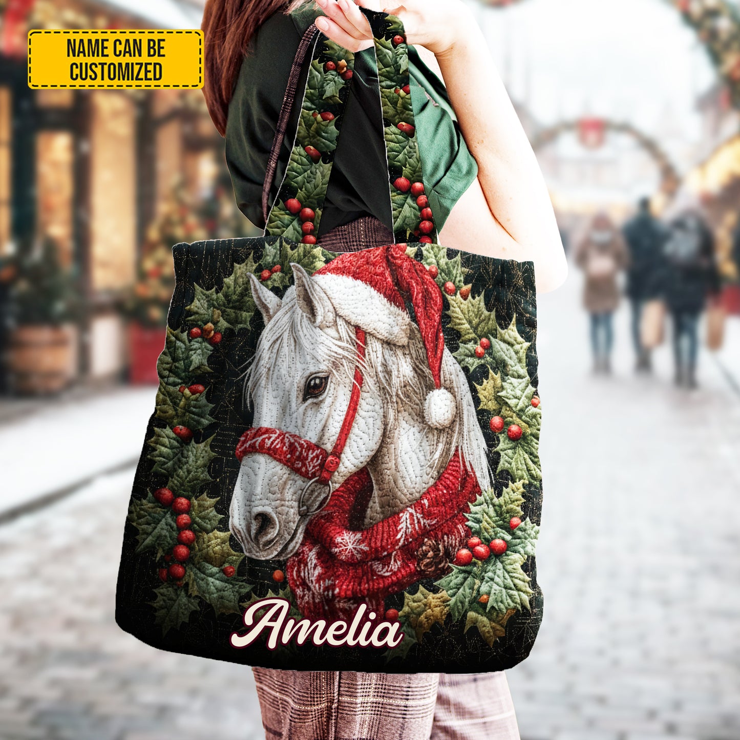 Christmas Horse - Personalized Horse Tote Bag
