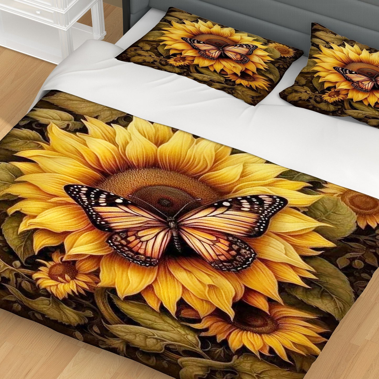 Personalize Sunflower and Butterfly Bedding Set