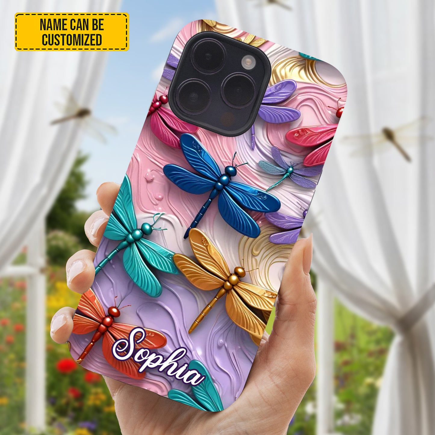 Colorful Dragonflies - Personalized Phone Case