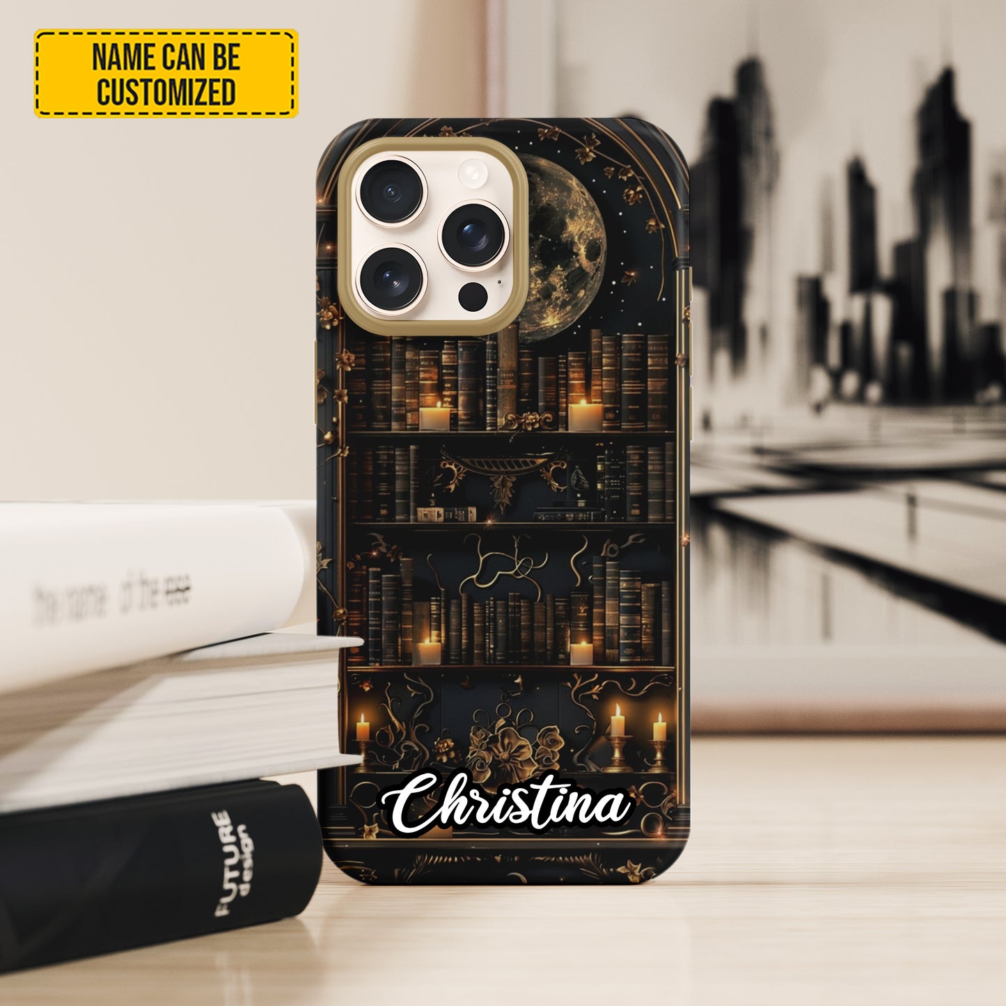 Personalized Gothic Library Moon Phone Case