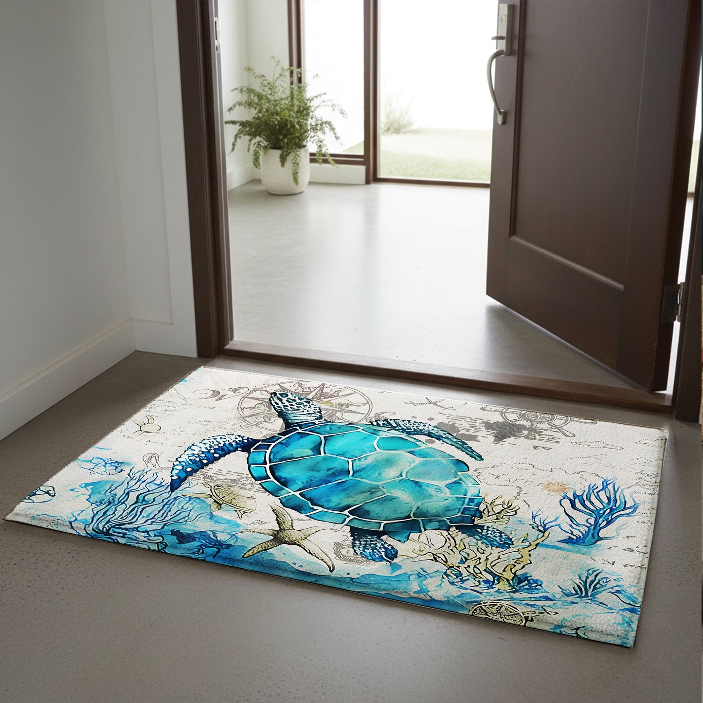 Ocean Blue Sea Turtle Doormat