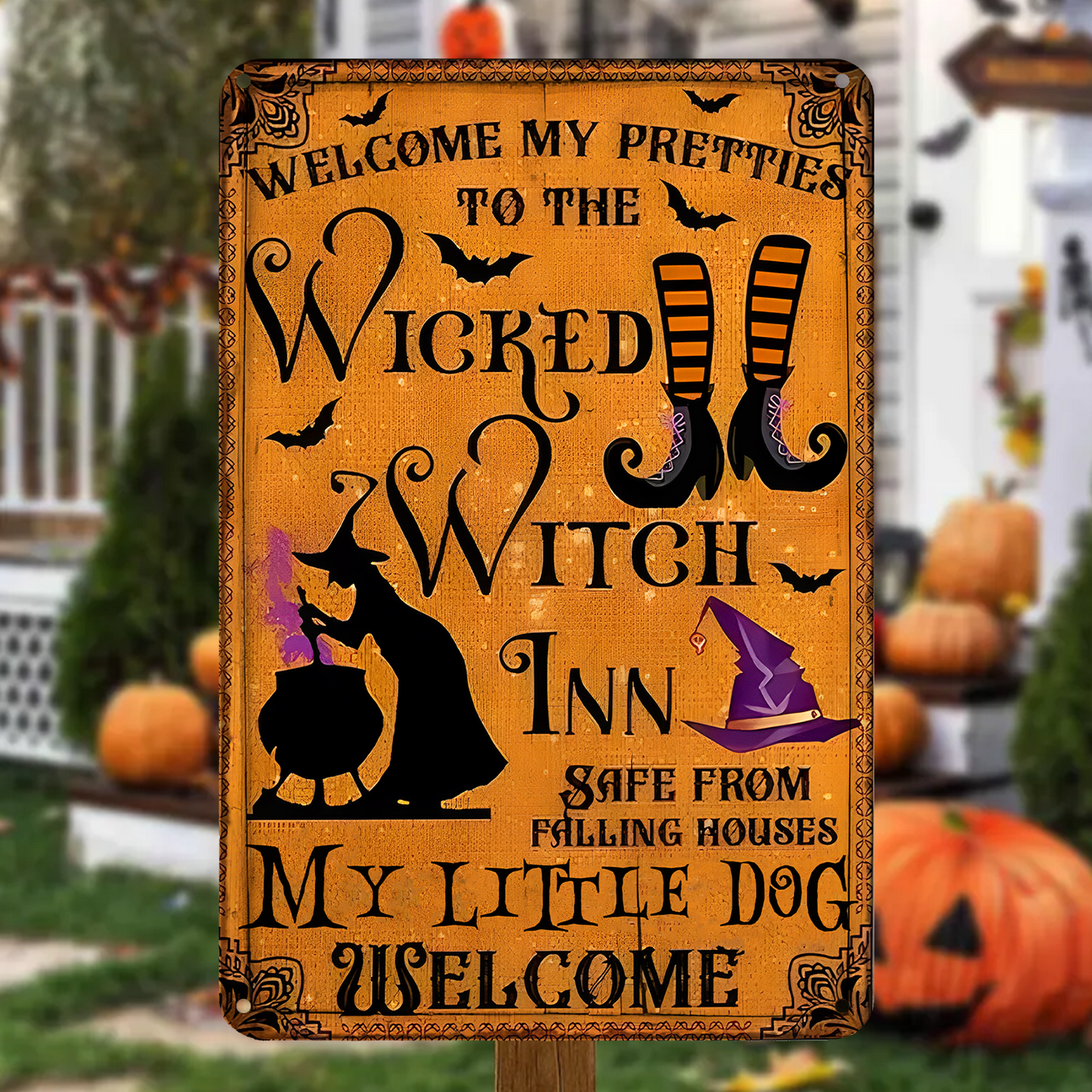Welcome My Pretties To The Wicked - Witch Metal Sign