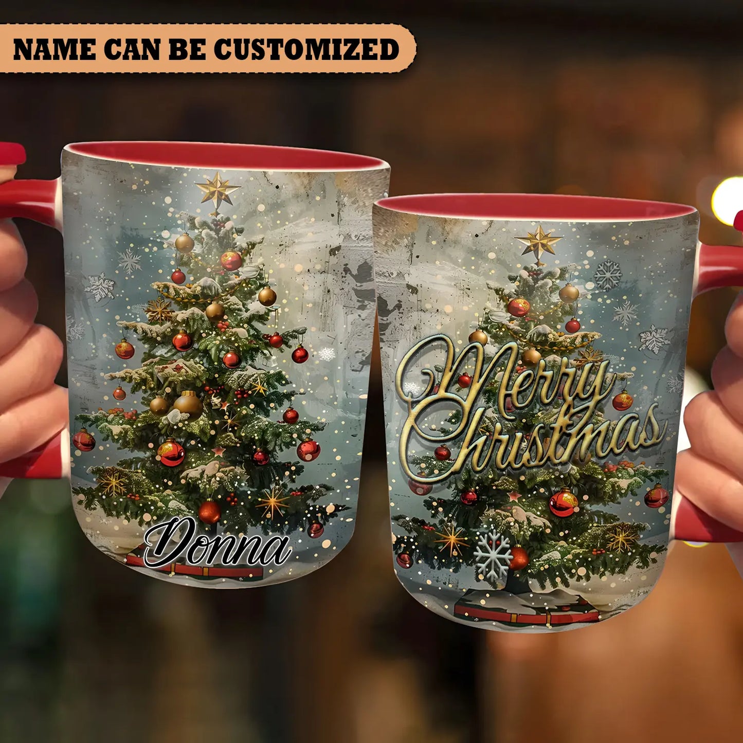 Merry Christmas - Personalized Christmas Tree Accent Mug