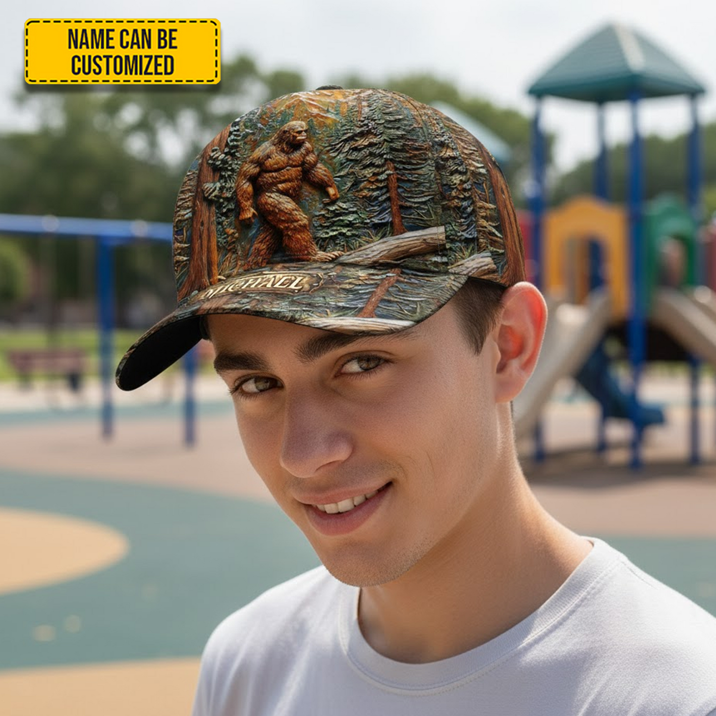 Personalized Bigfoot In The Trees Classic Cap