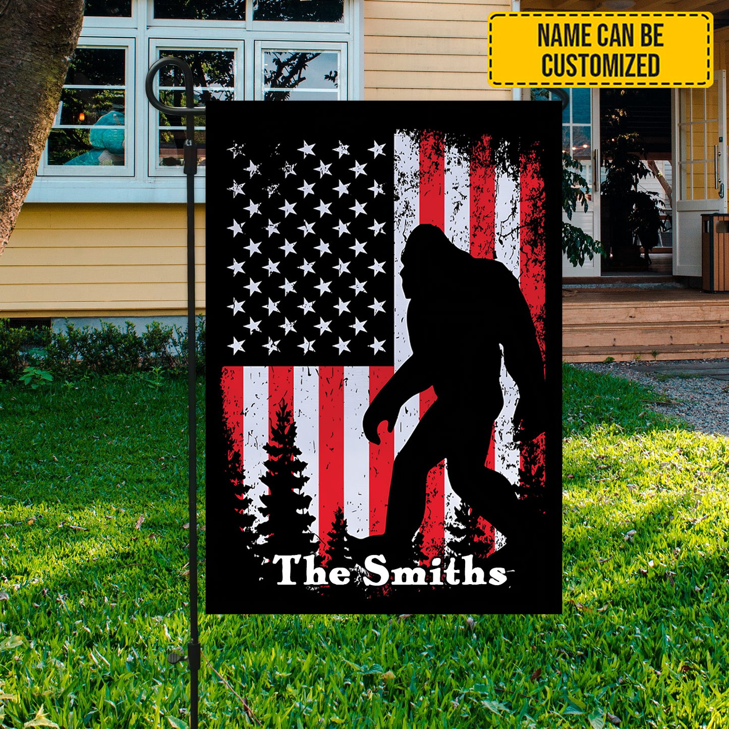 Personalized American Bigfoot Garden Flag, House Flag