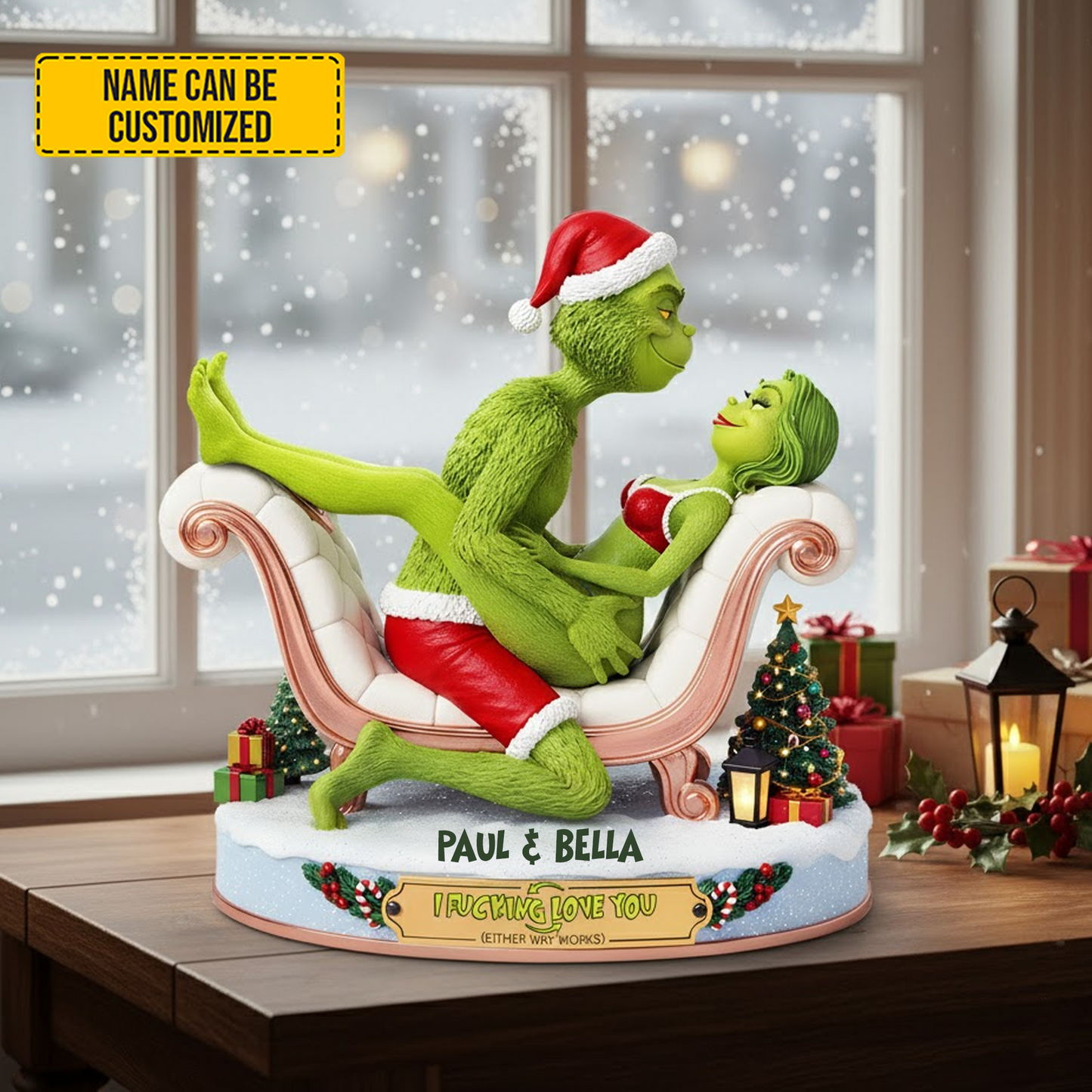 Naughty Green Lovers – Personalized Christmas Acrylic Plaque