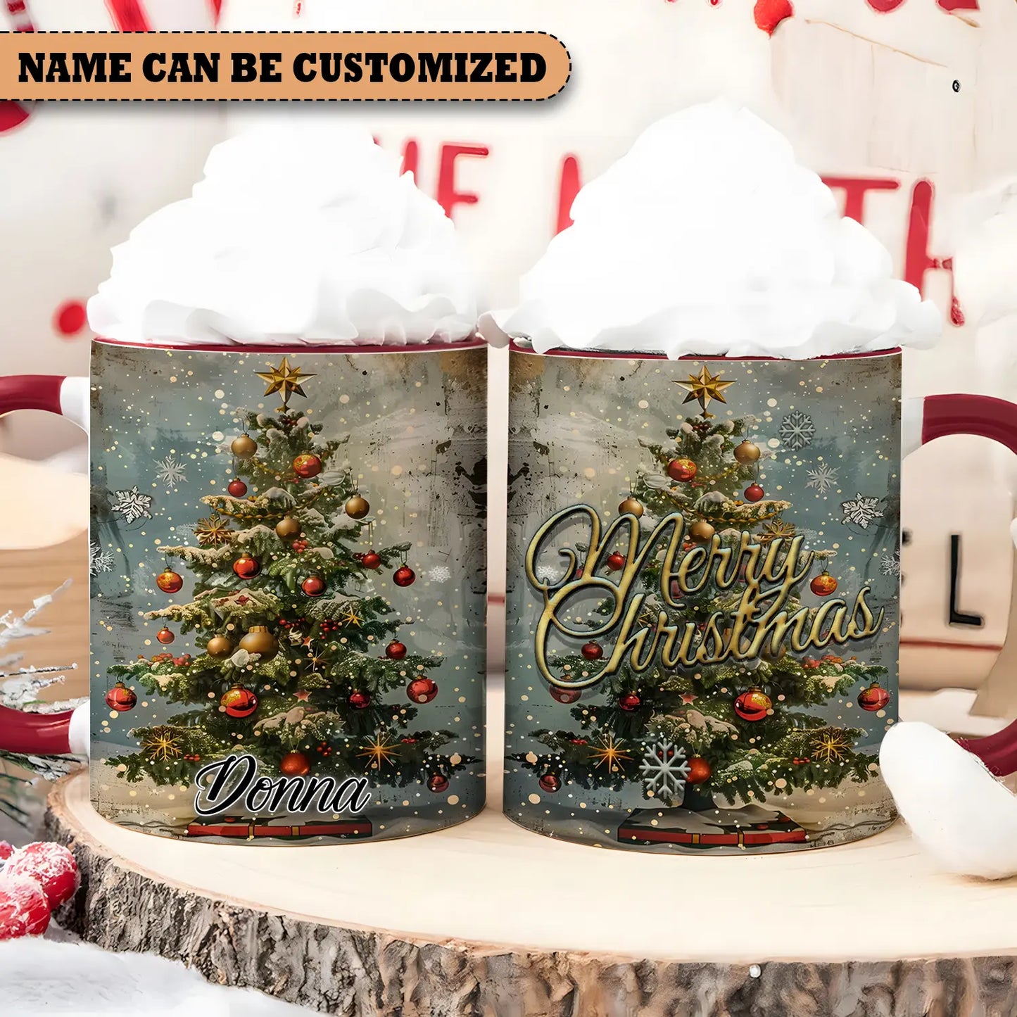 Merry Christmas - Personalized Christmas Tree Accent Mug