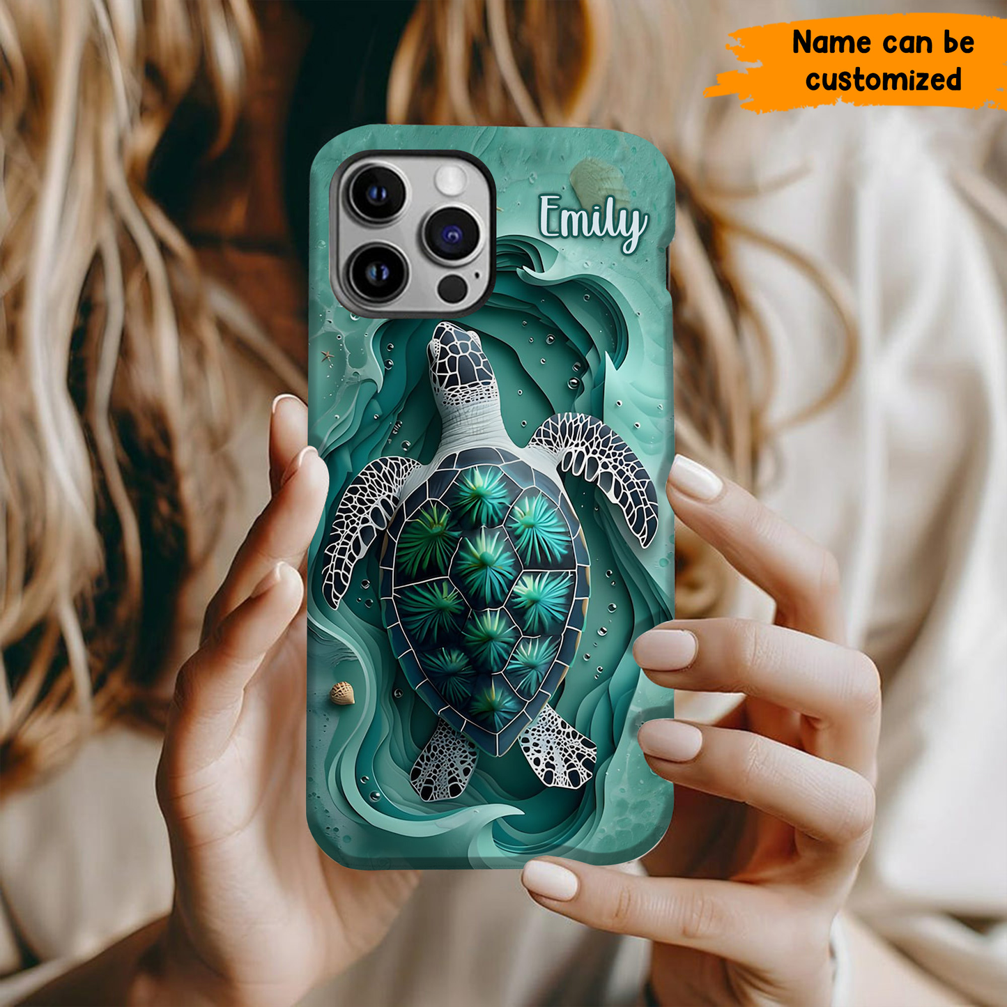 Love Green Sea Turtle - Personalized Turtle Phone Case