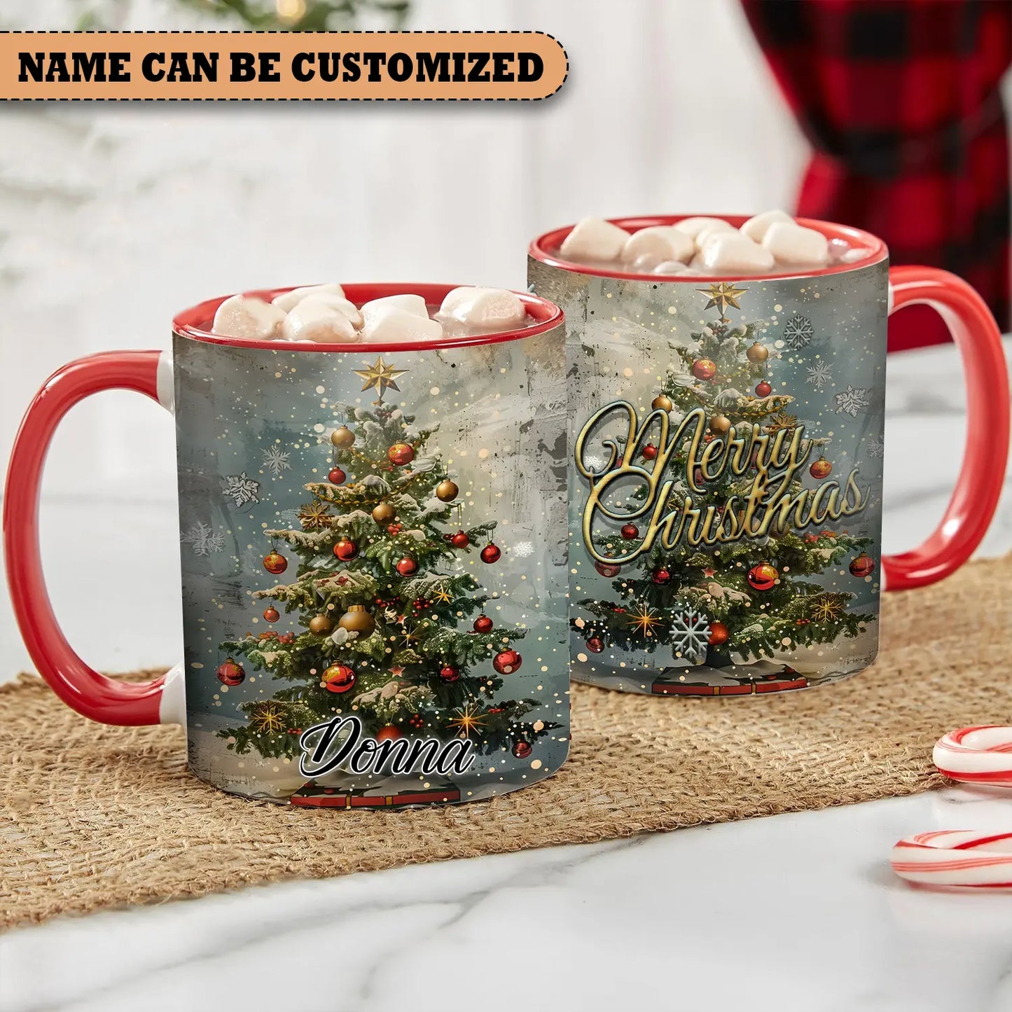 Merry Christmas - Personalized Christmas Tree Accent Mug