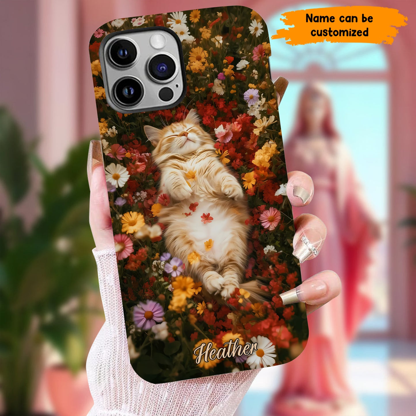 Cozy Cat in Flowers Personalized Phone Case