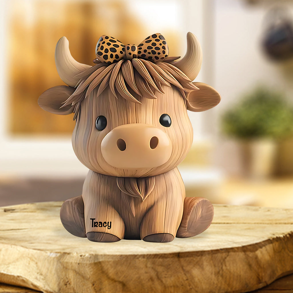 Cute Baby Highland Cow - Personalized Cow Custom Shaped Acrylic Plaque