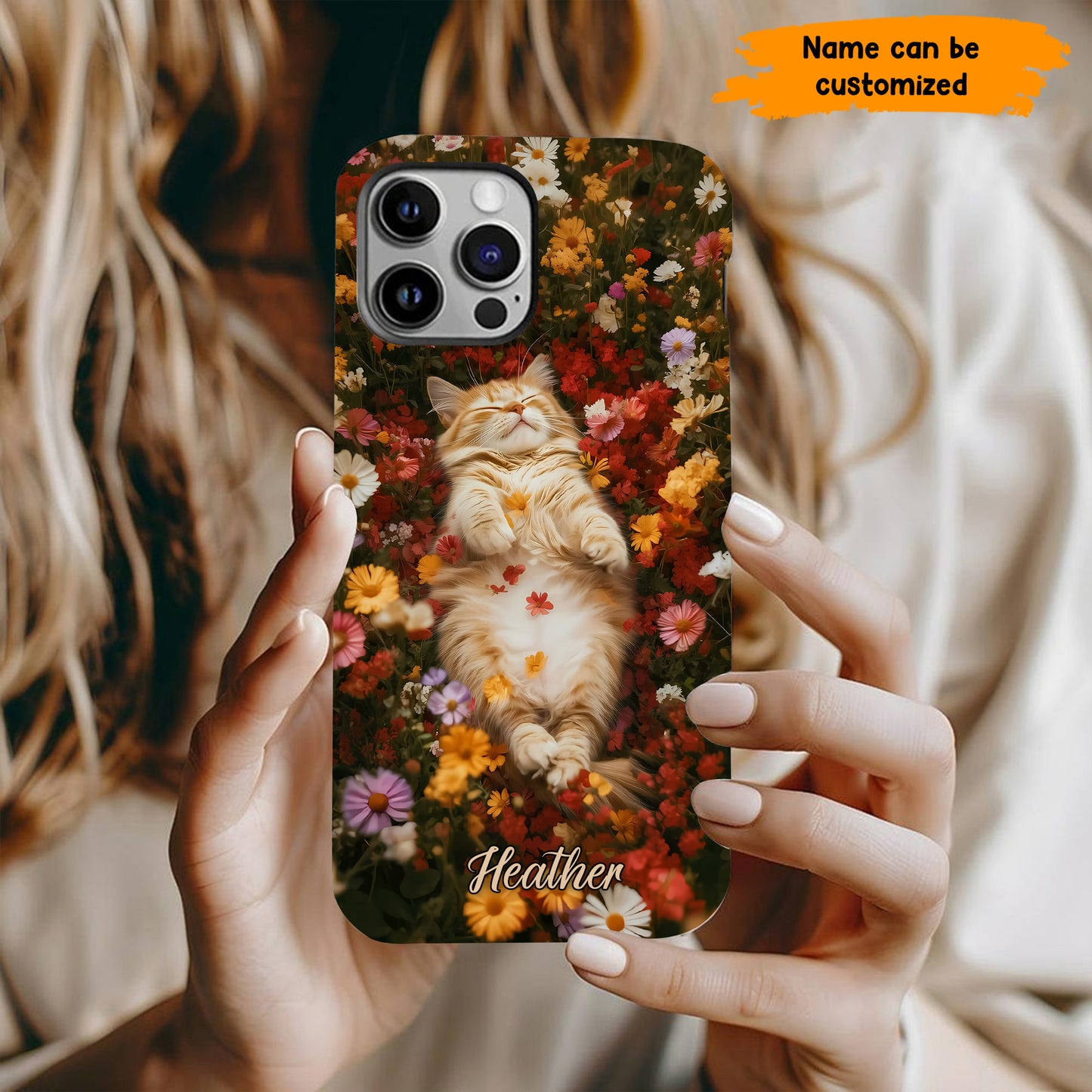 Cozy Cat in Flowers Personalized Phone Case