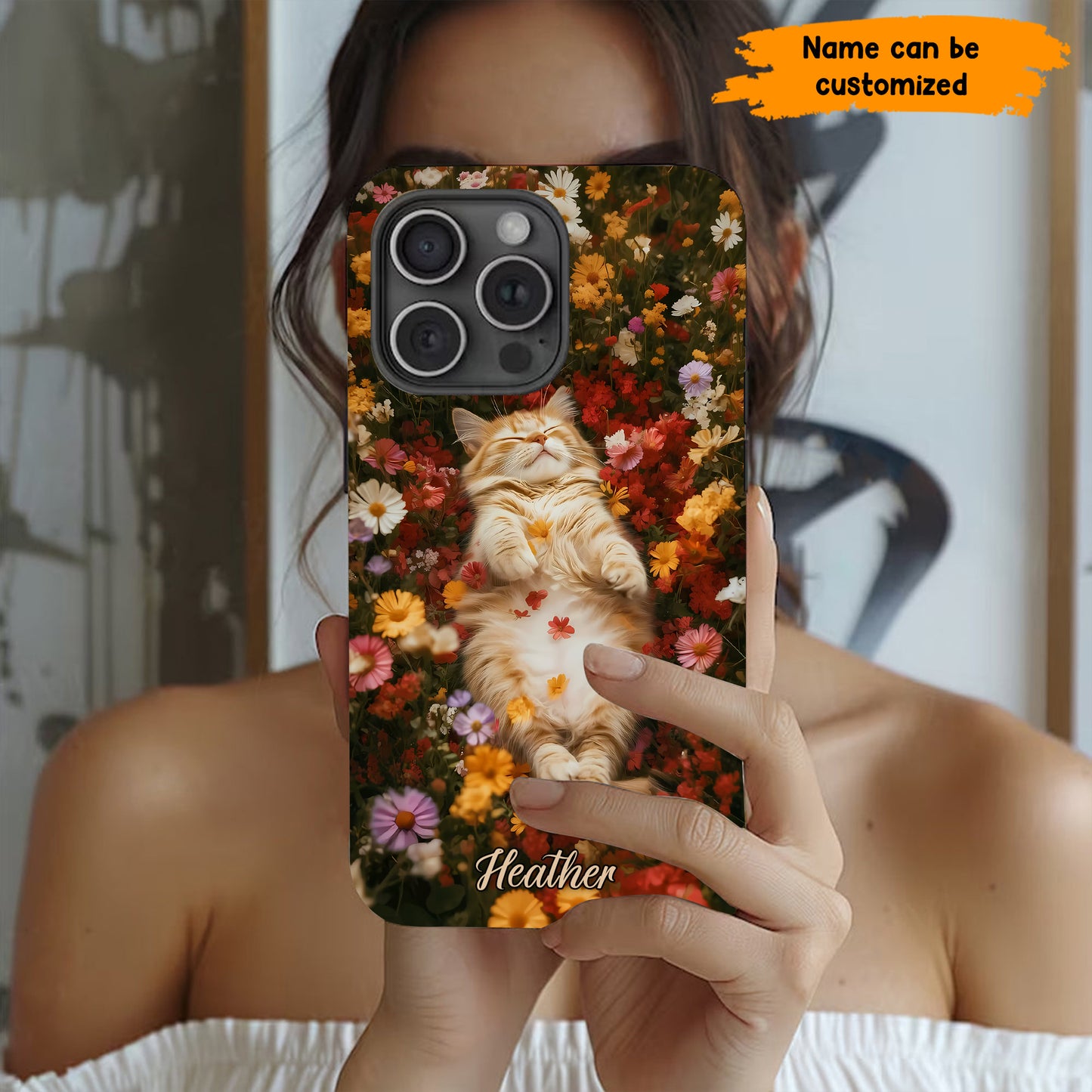 Cozy Cat in Flowers Personalized Phone Case