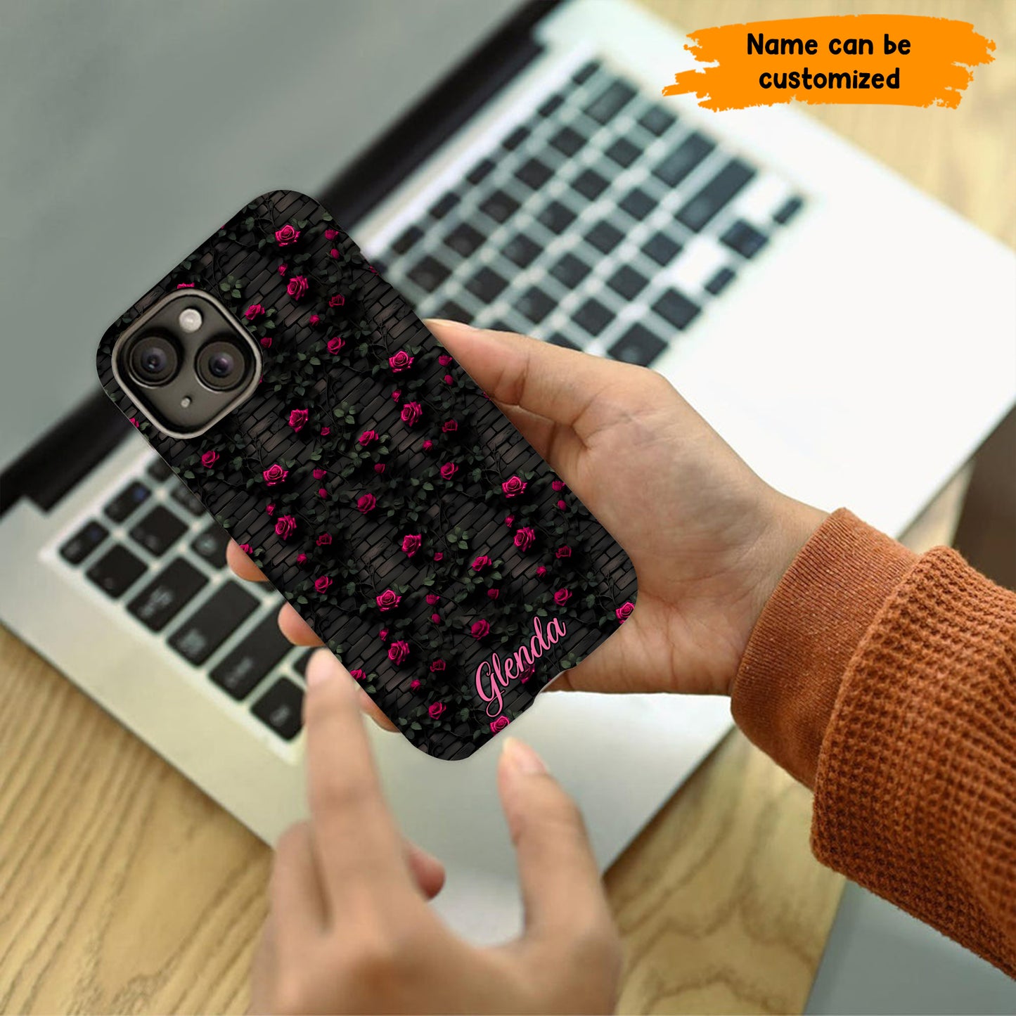 Midnight Rose - Personalized Flower Phone Case