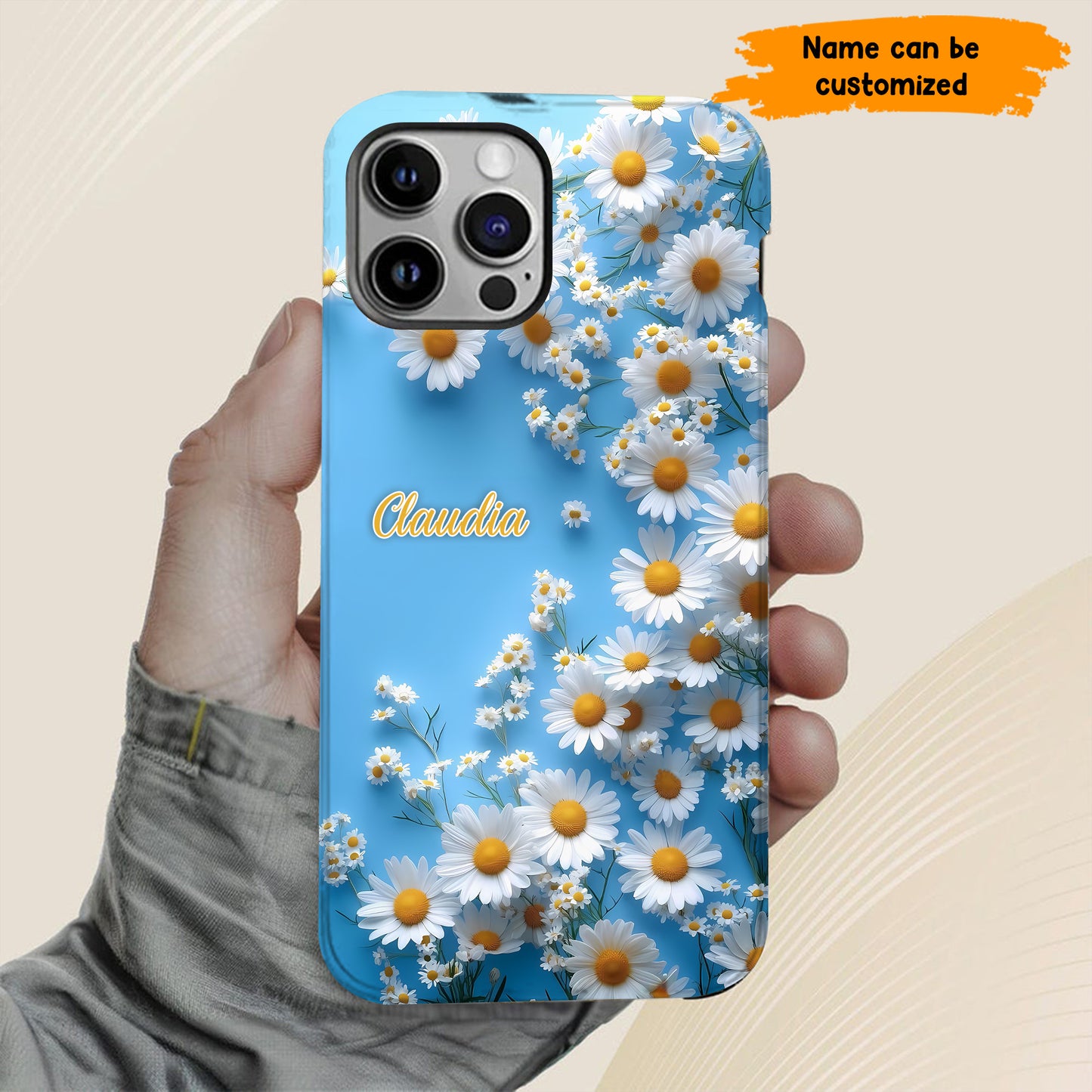 Personalized Daisy Blue Background Phone Case