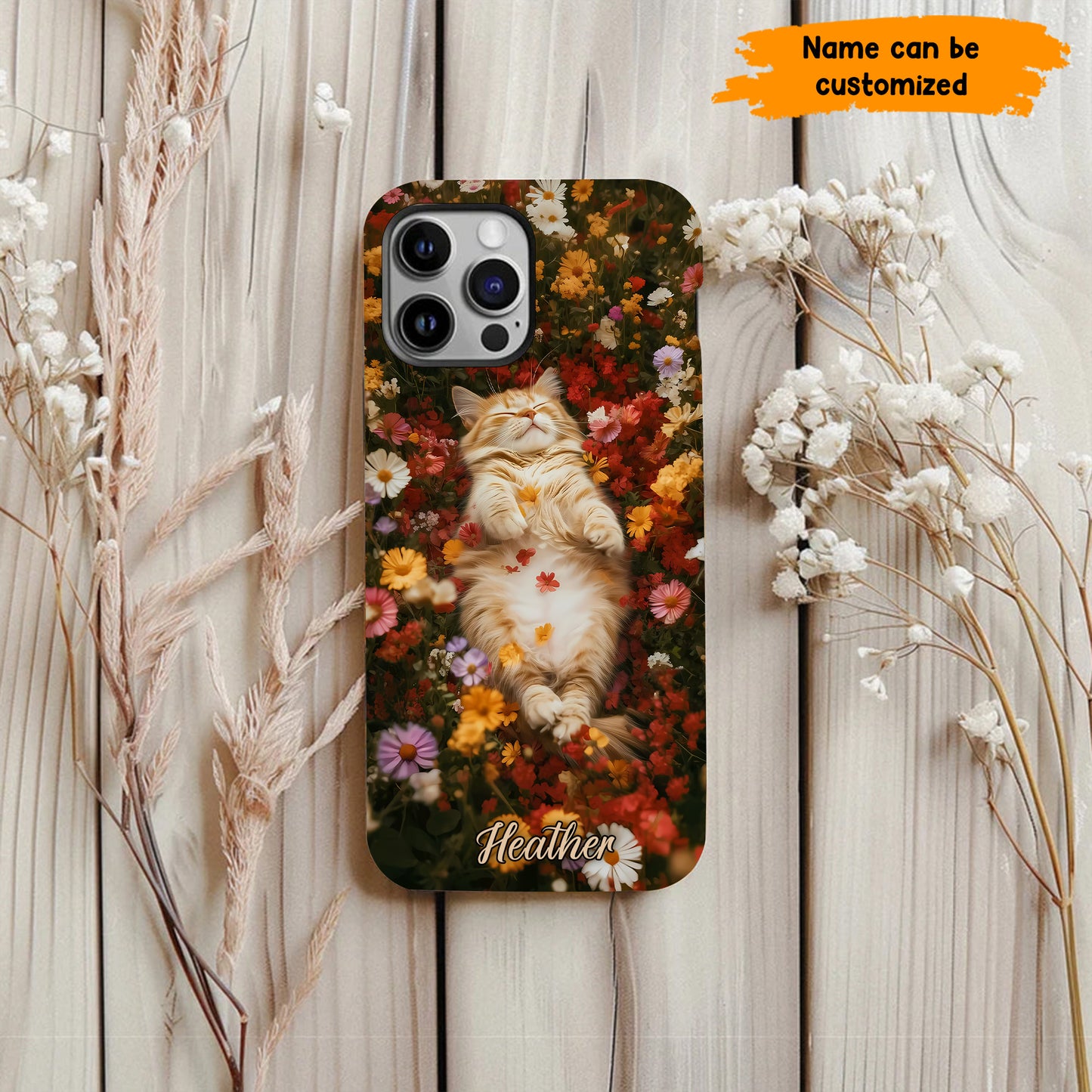 Cozy Cat in Flowers Personalized Phone Case