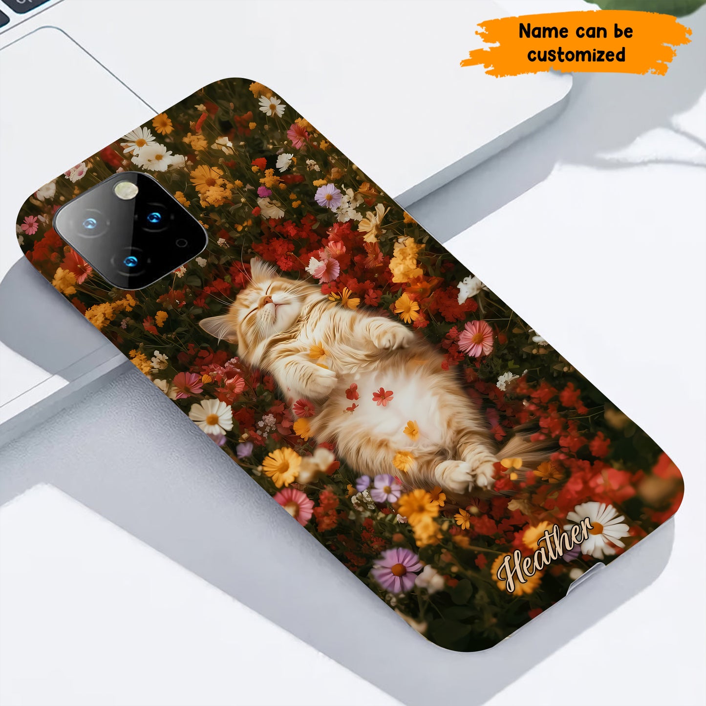 Cozy Cat in Flowers Personalized Phone Case