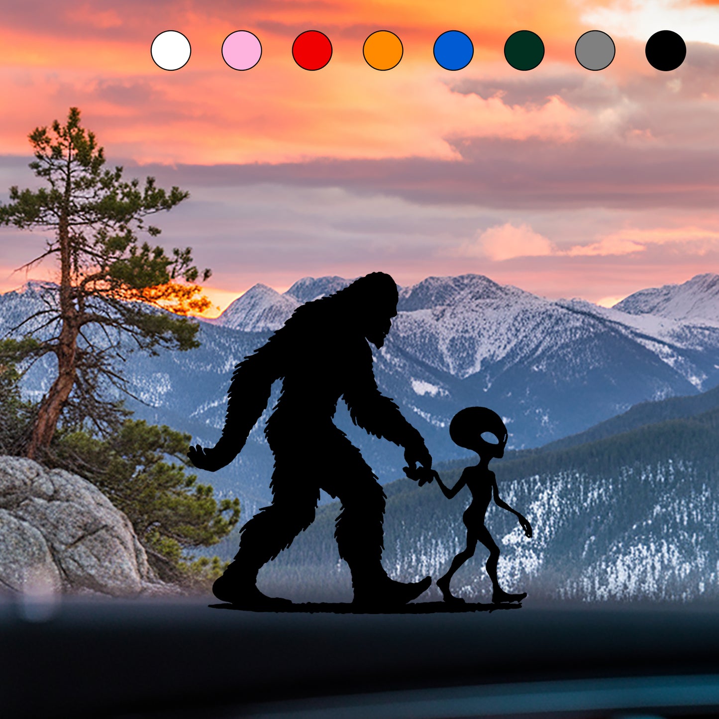 Bigfoot and Alien Sticker