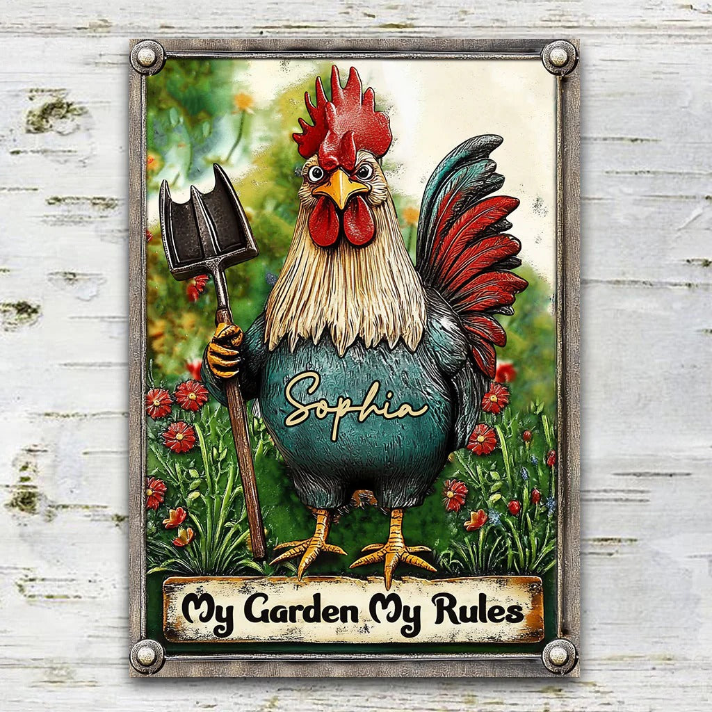 My Garden My Rules - Personalized Gardening Rectangle Metal Sign