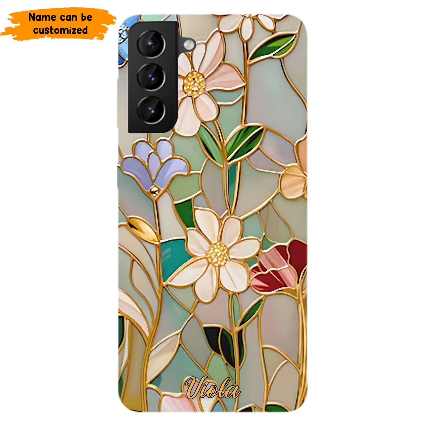 Personalized Wildflower Stained Glass Effect Phone Case