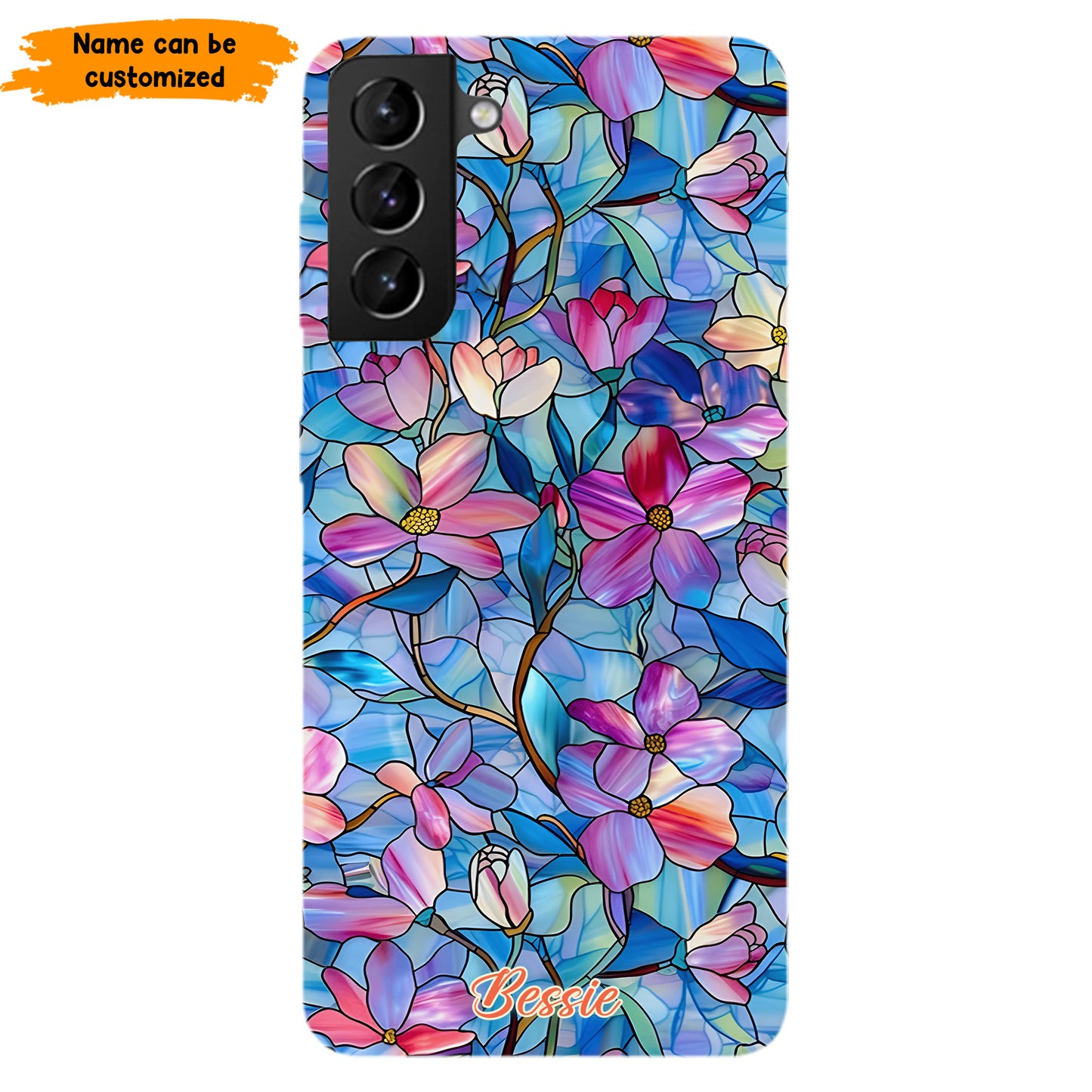 Personalized Stained Glass Floral Phone Case