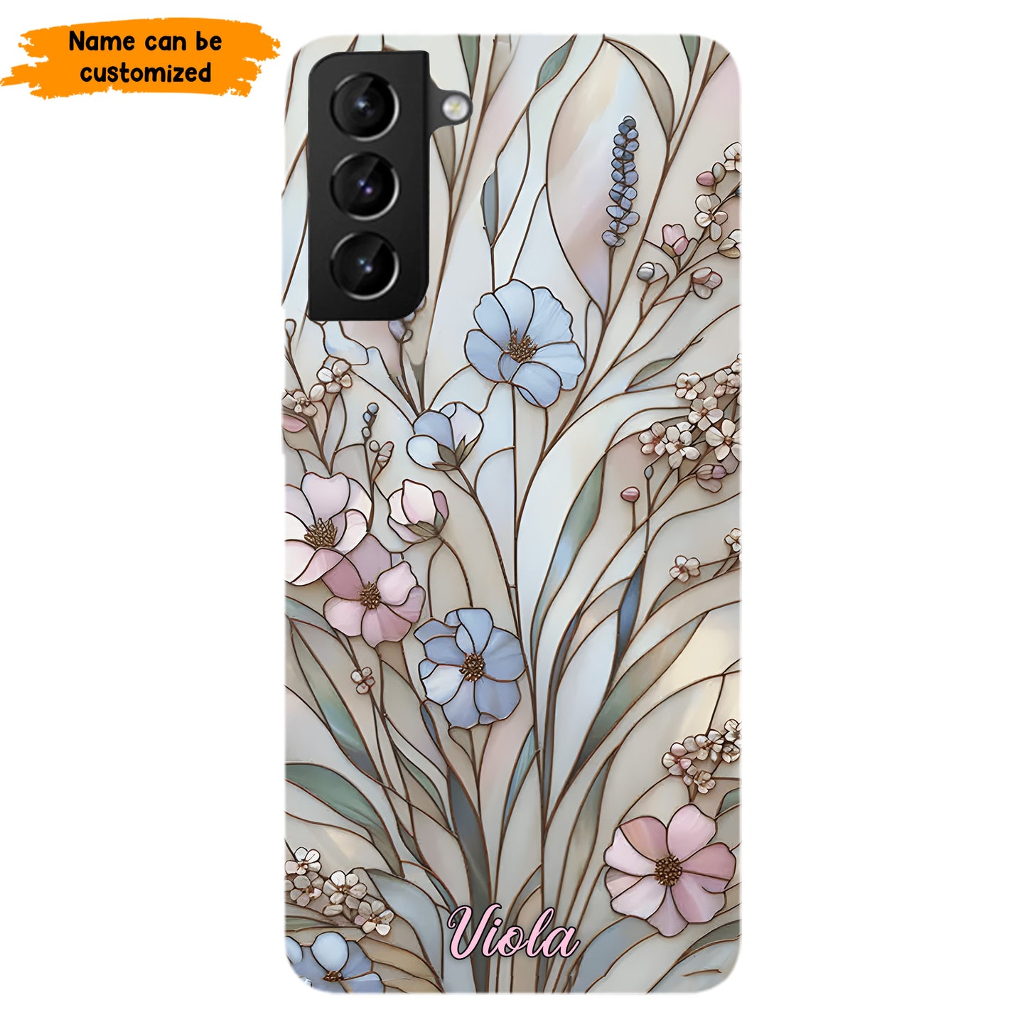 Wildflower Stained Glass Effect – Personalized Flower Phone Case