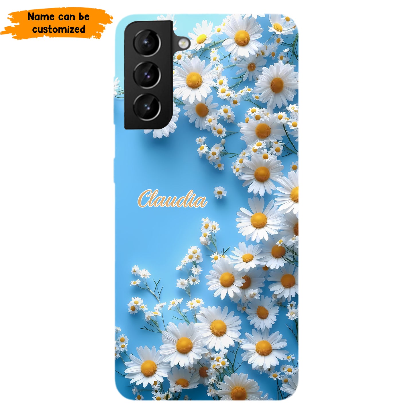 Personalized Daisy Blue Background Phone Case