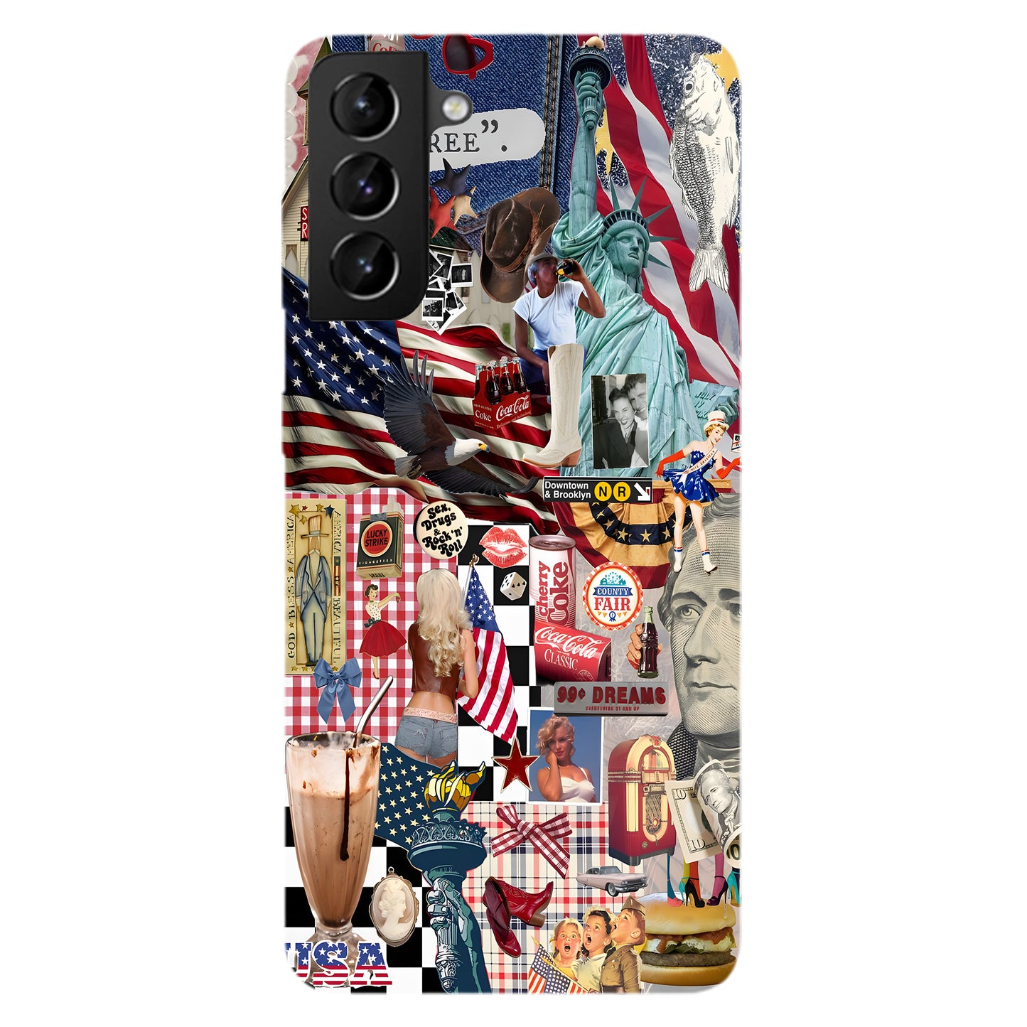 American Dream Collage – Retro Patriotic Phone Case