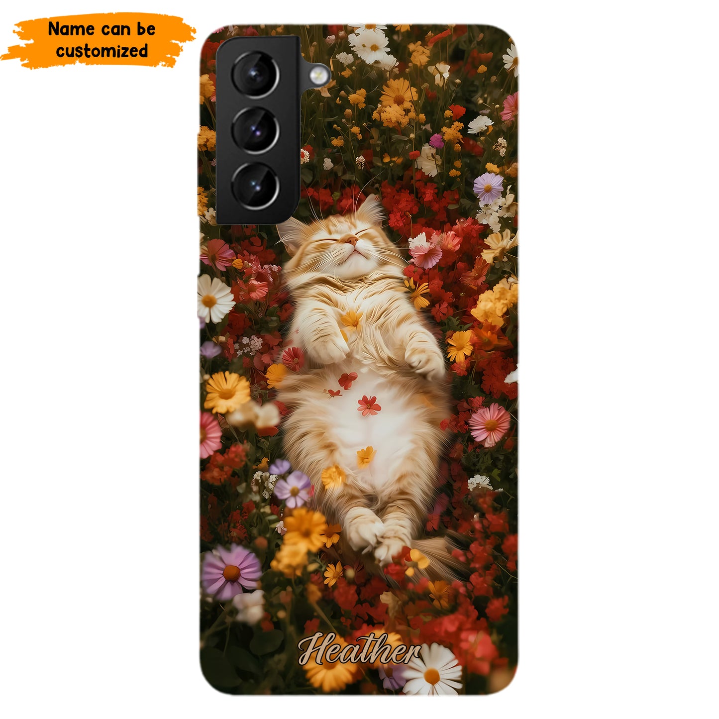 Cozy Cat in Flowers Personalized Phone Case
