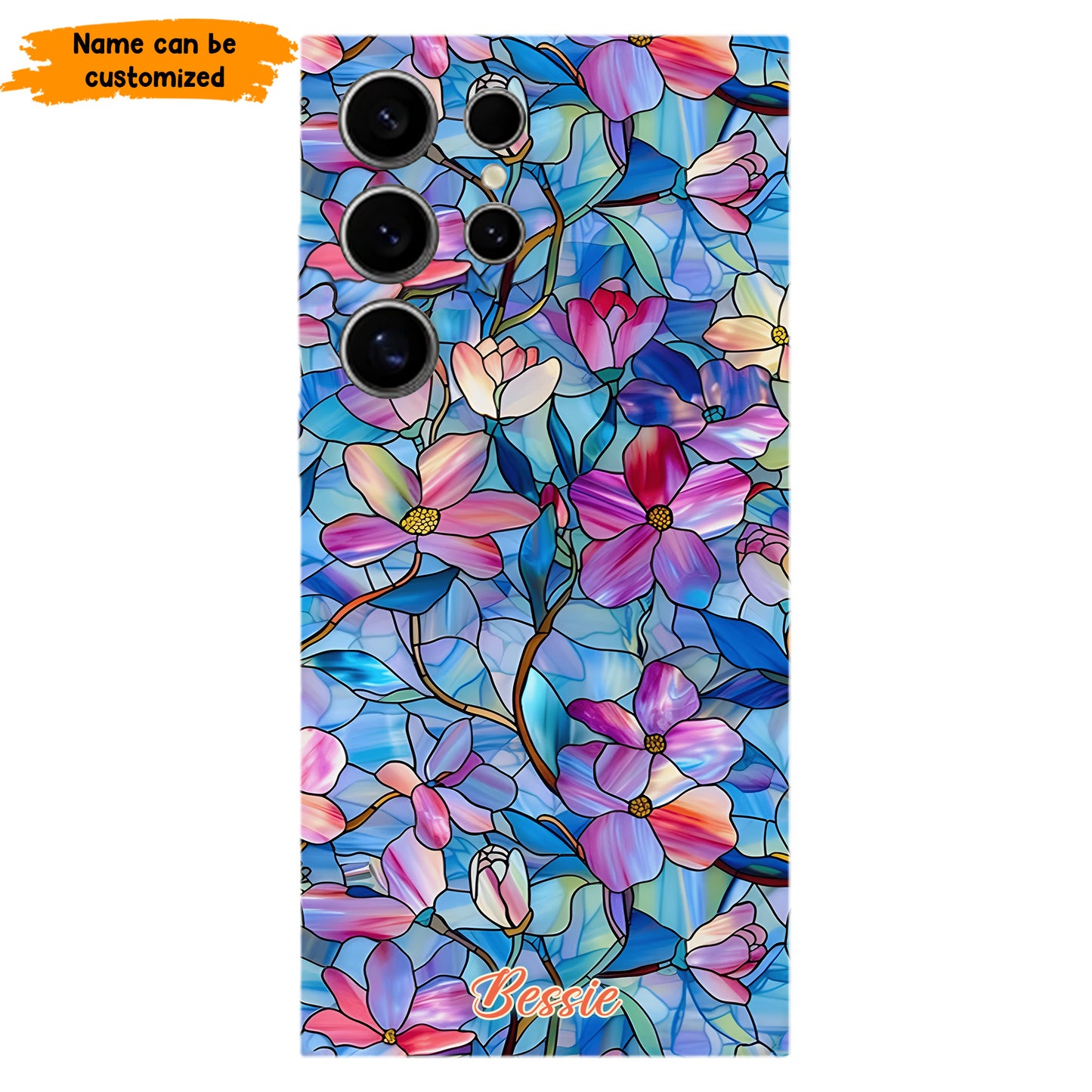 Personalized Stained Glass Floral Phone Case
