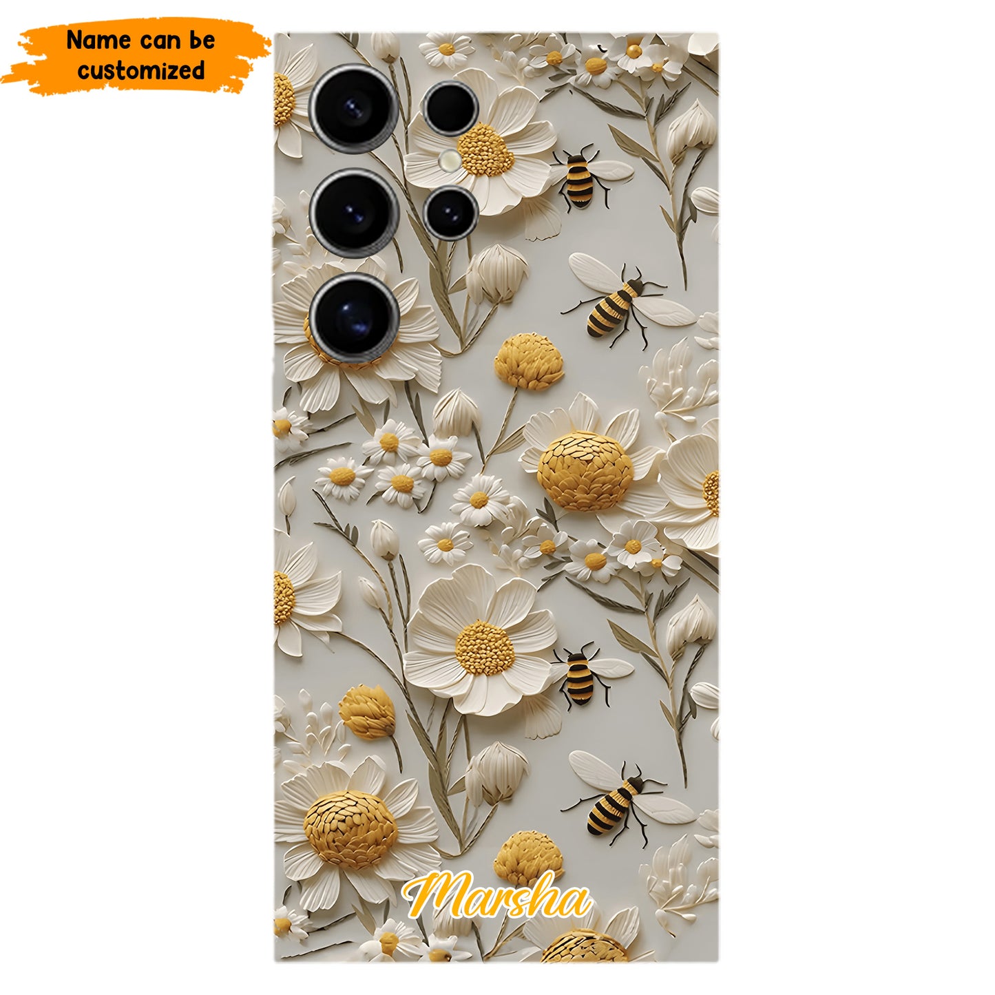 Bee Floral – Personalized Phone Case