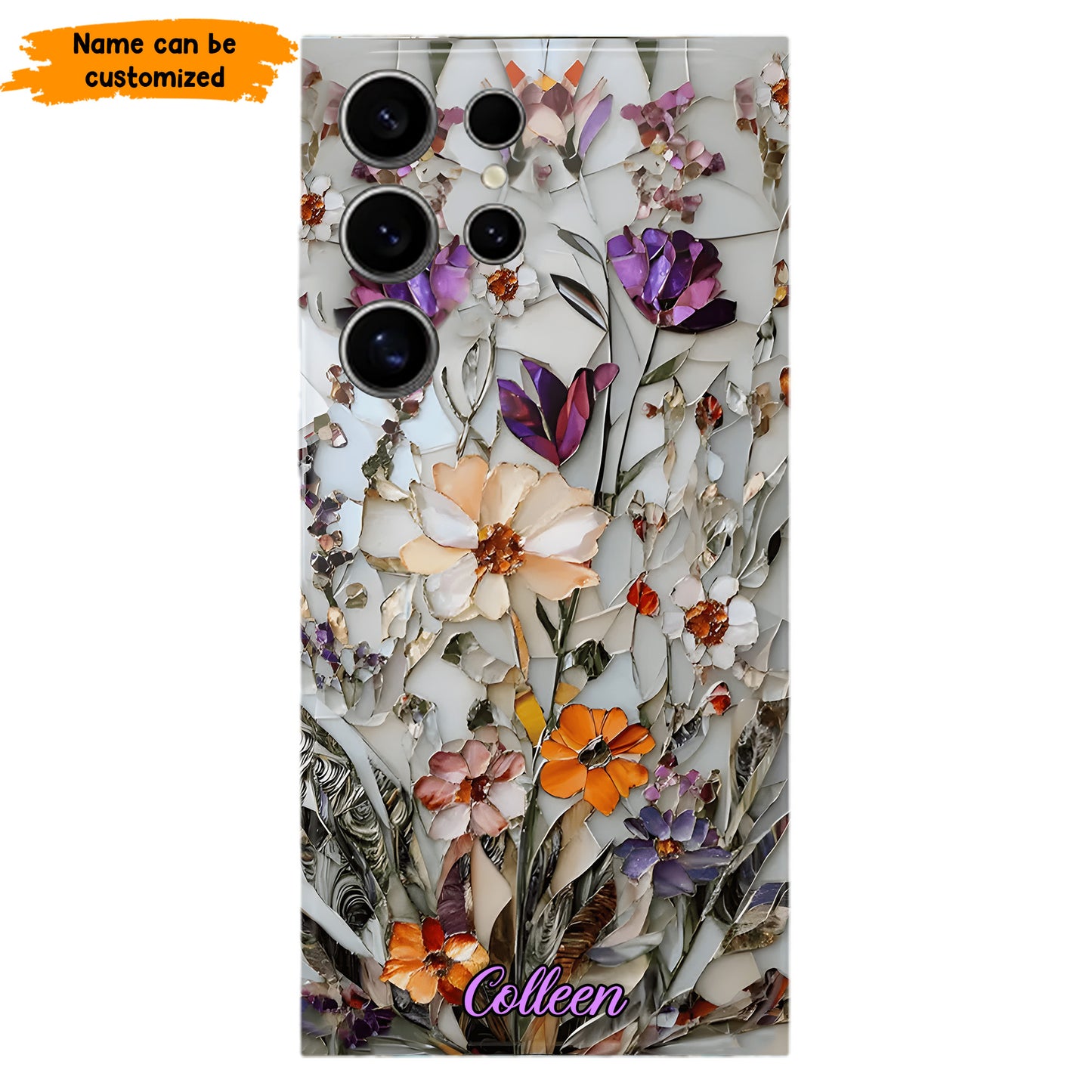 Mosaic Pressed Flowers – Personalized Phone Case
