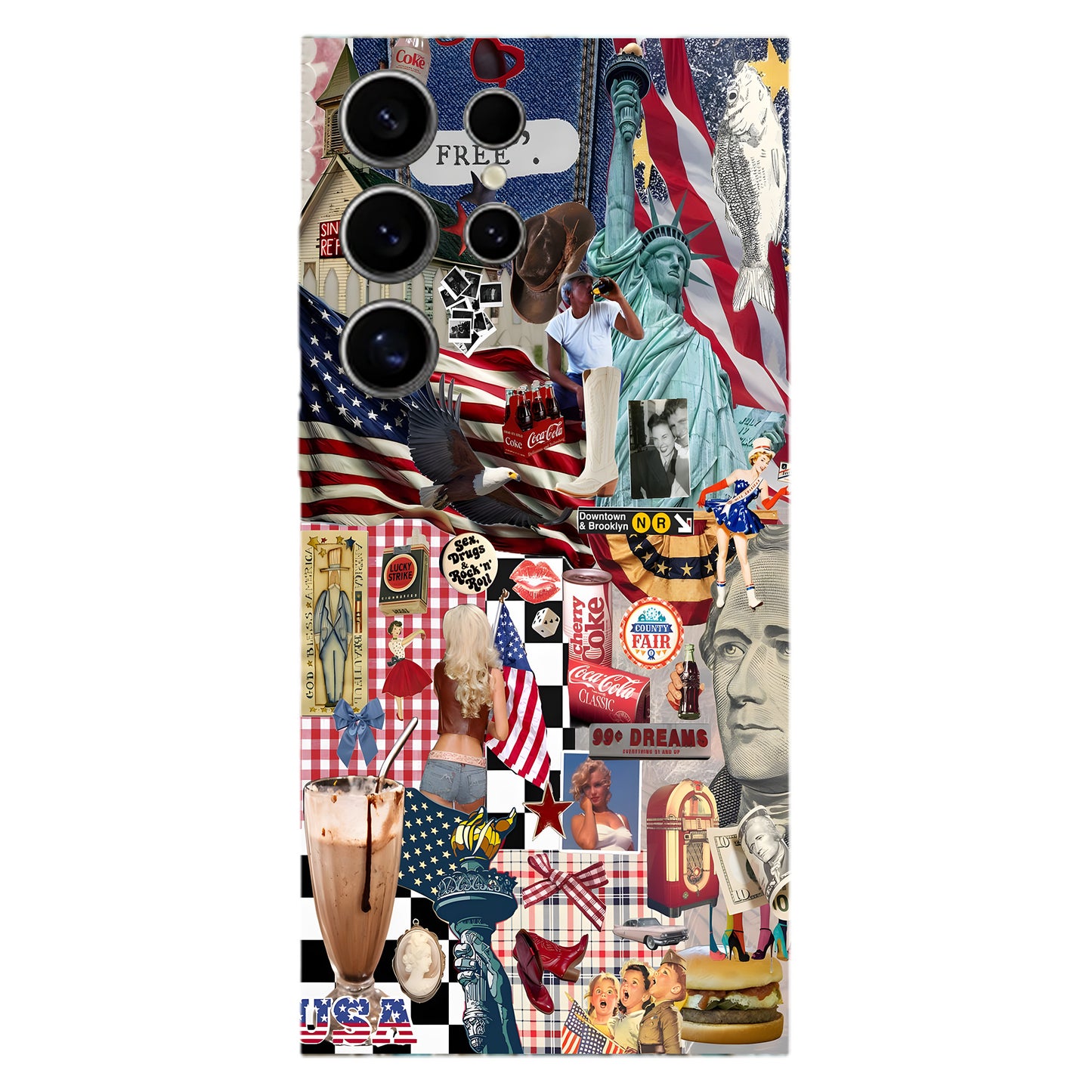 American Dream Collage – Retro Patriotic Phone Case