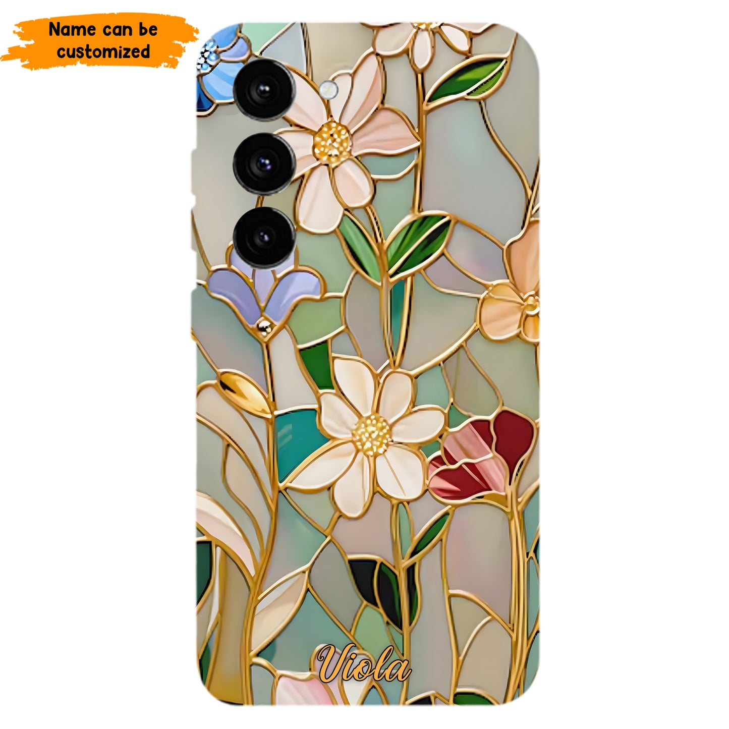 Personalized Wildflower Stained Glass Effect Phone Case