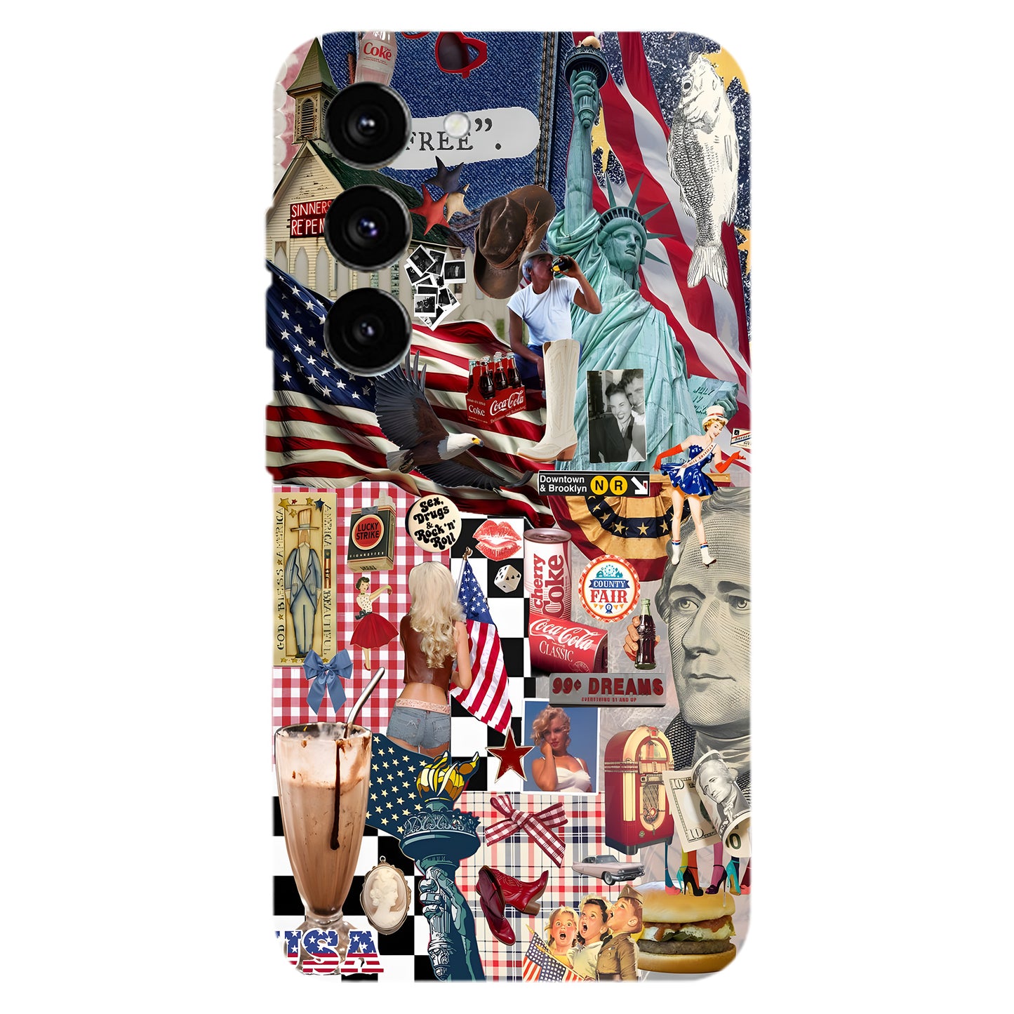 American Dream Collage – Retro Patriotic Phone Case