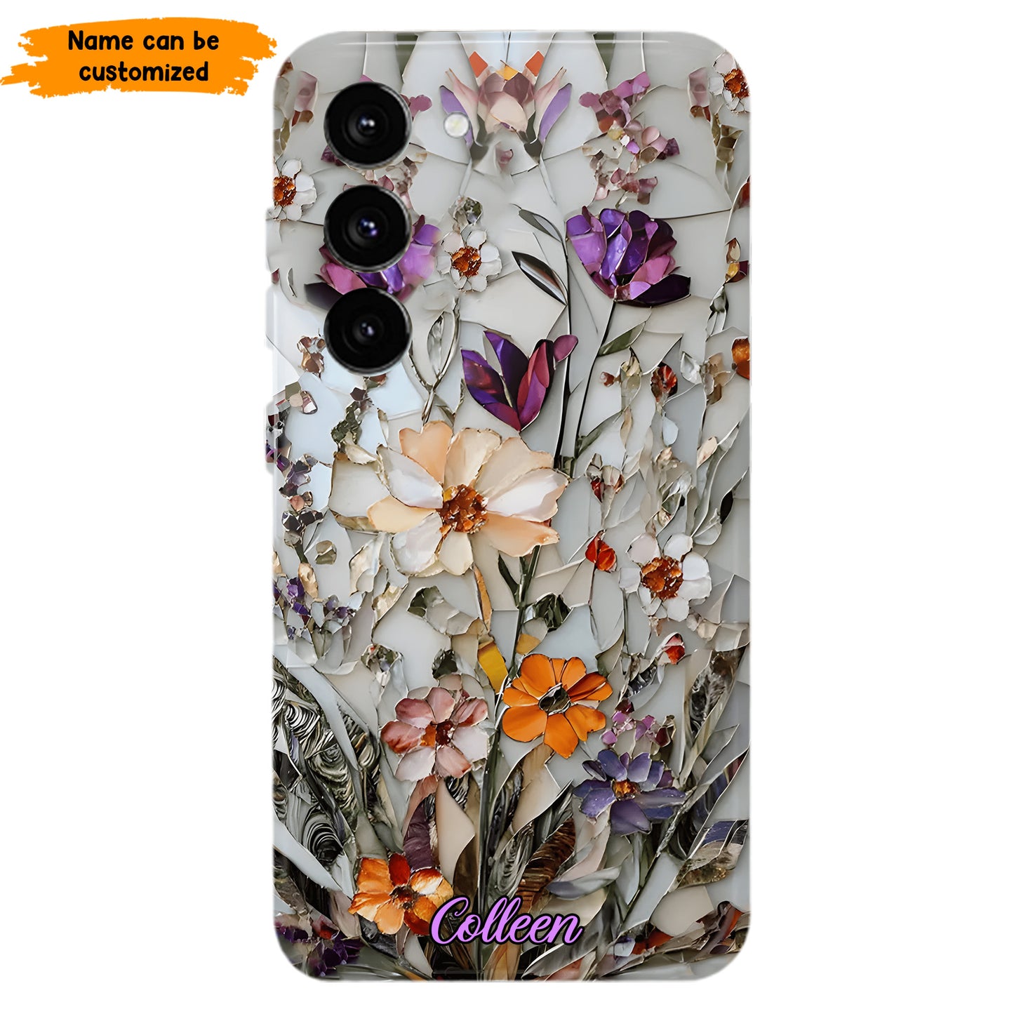 Mosaic Pressed Flowers – Personalized Phone Case