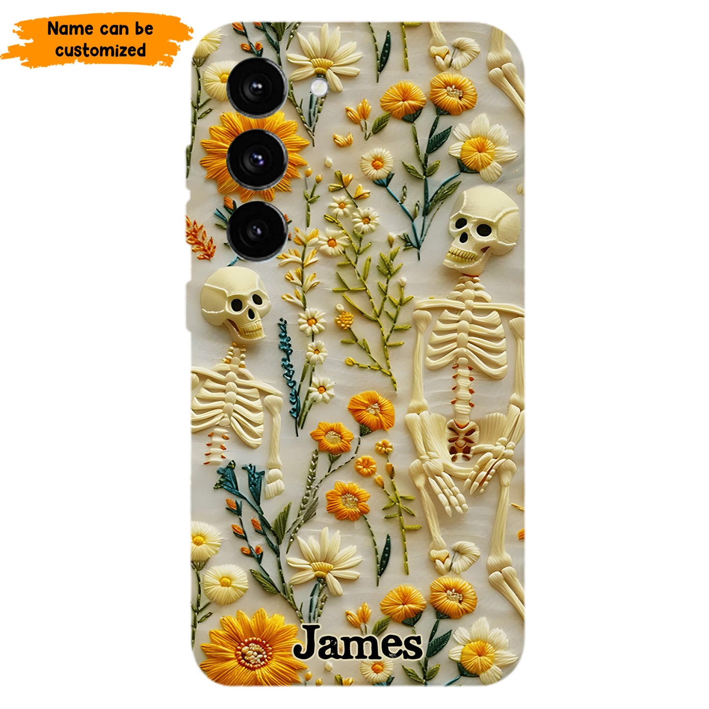 Personalized Skeleton Flower Phone Case
