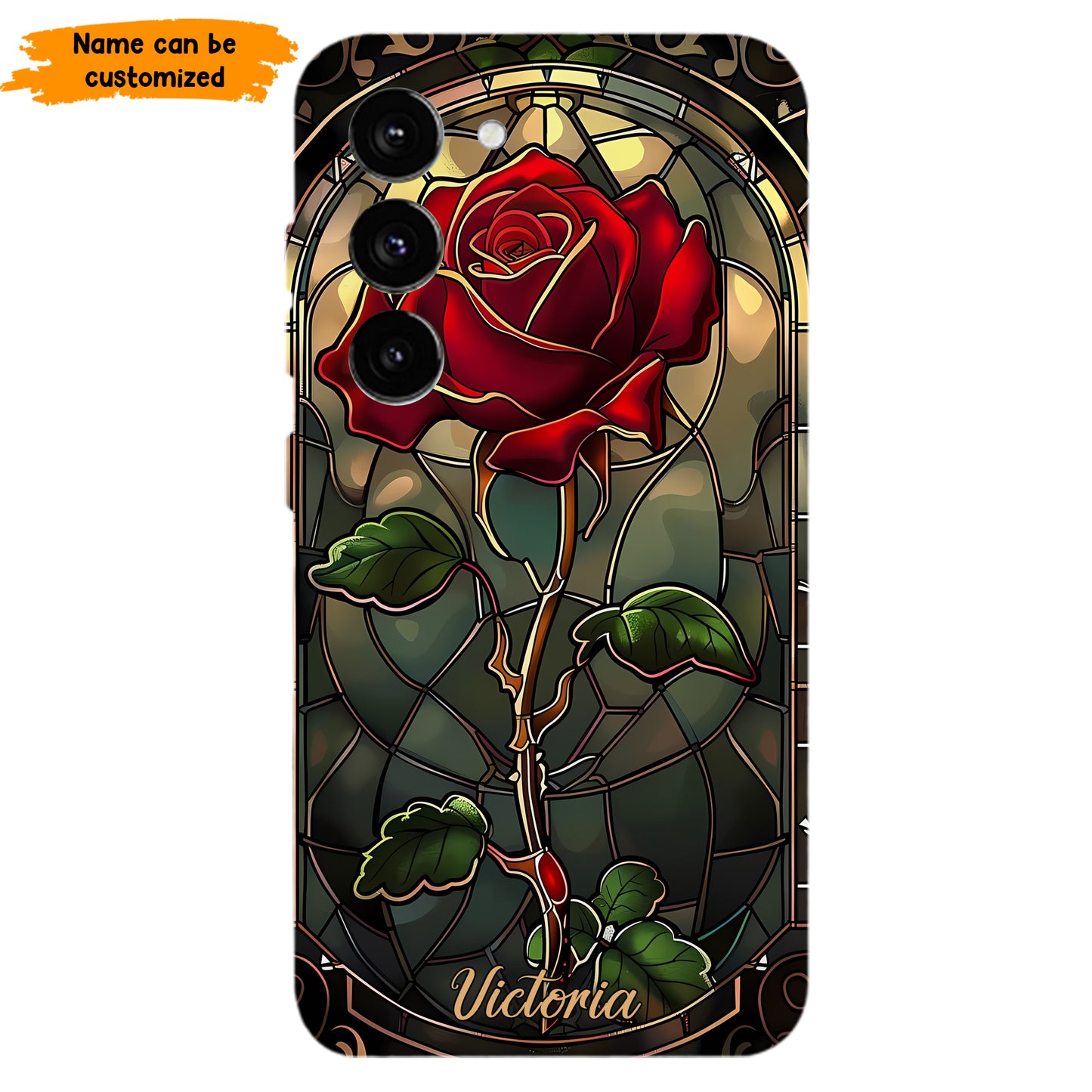 Personalized Stained Glass Rose Phone Case