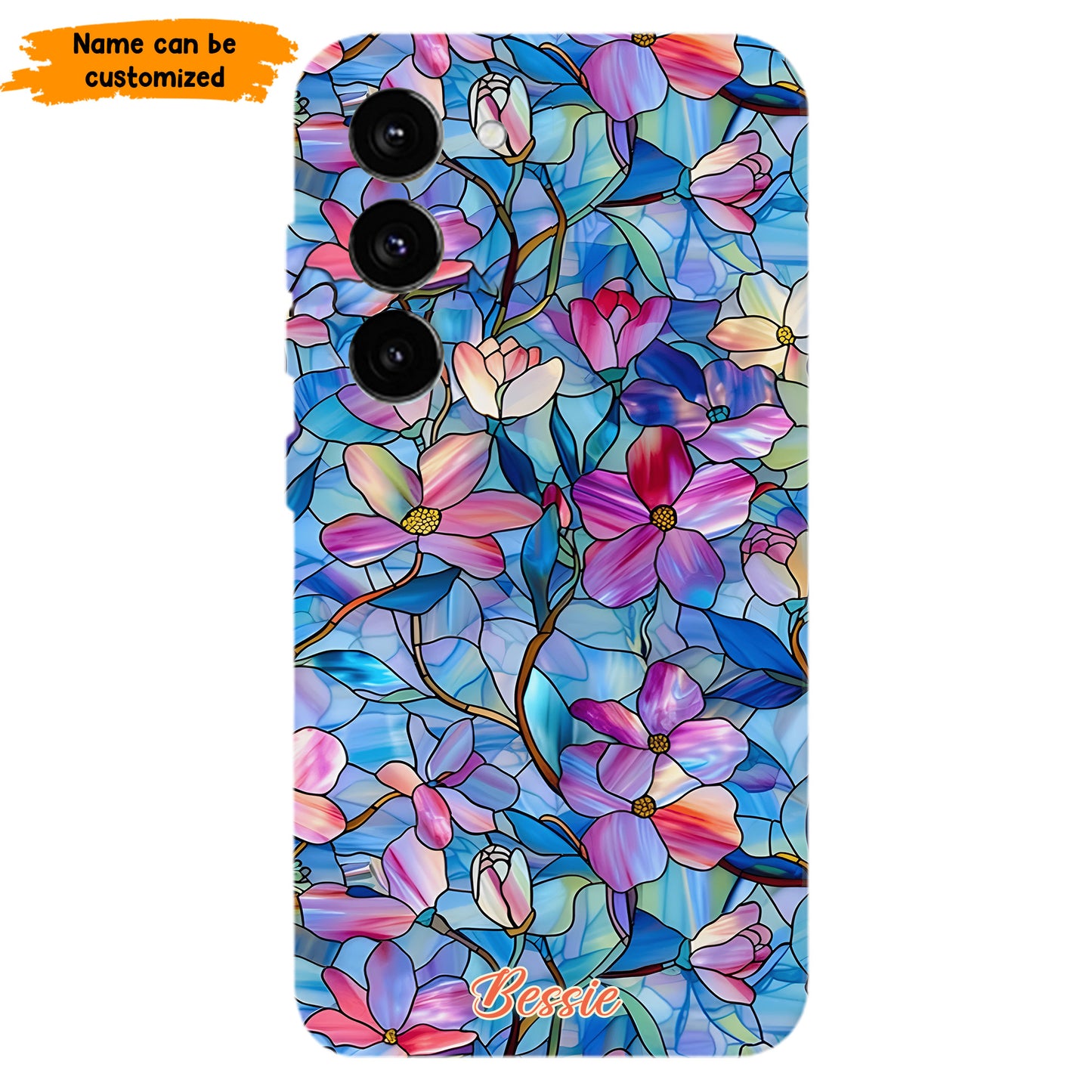 Personalized Stained Glass Floral Phone Case