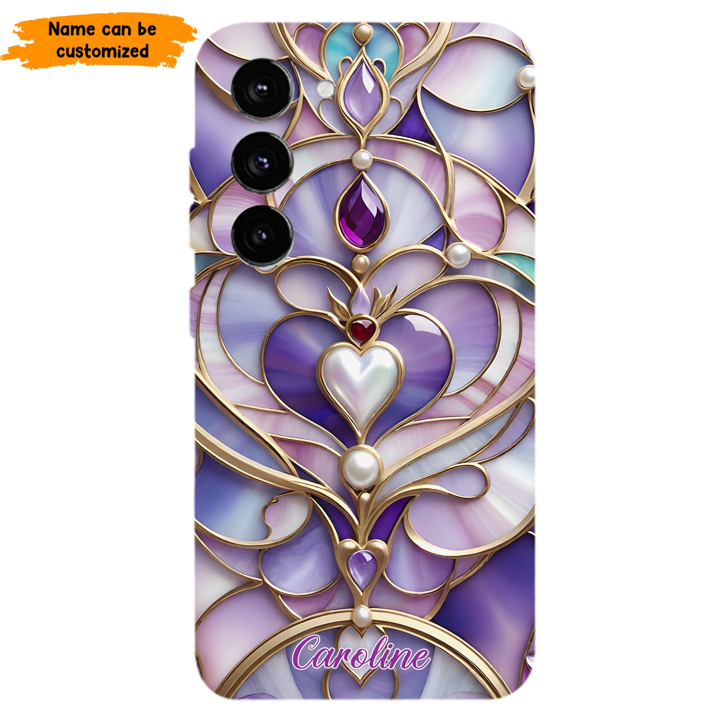 Personalized Royal Heart Stained Glass Phone Case