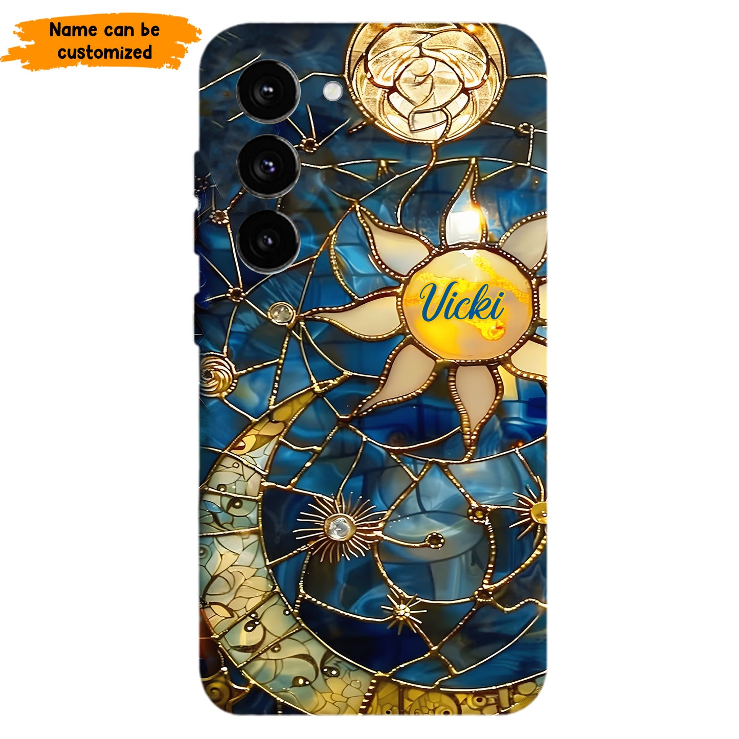 Personalized Celestial Dreams Phone Case – Stained Glass Style