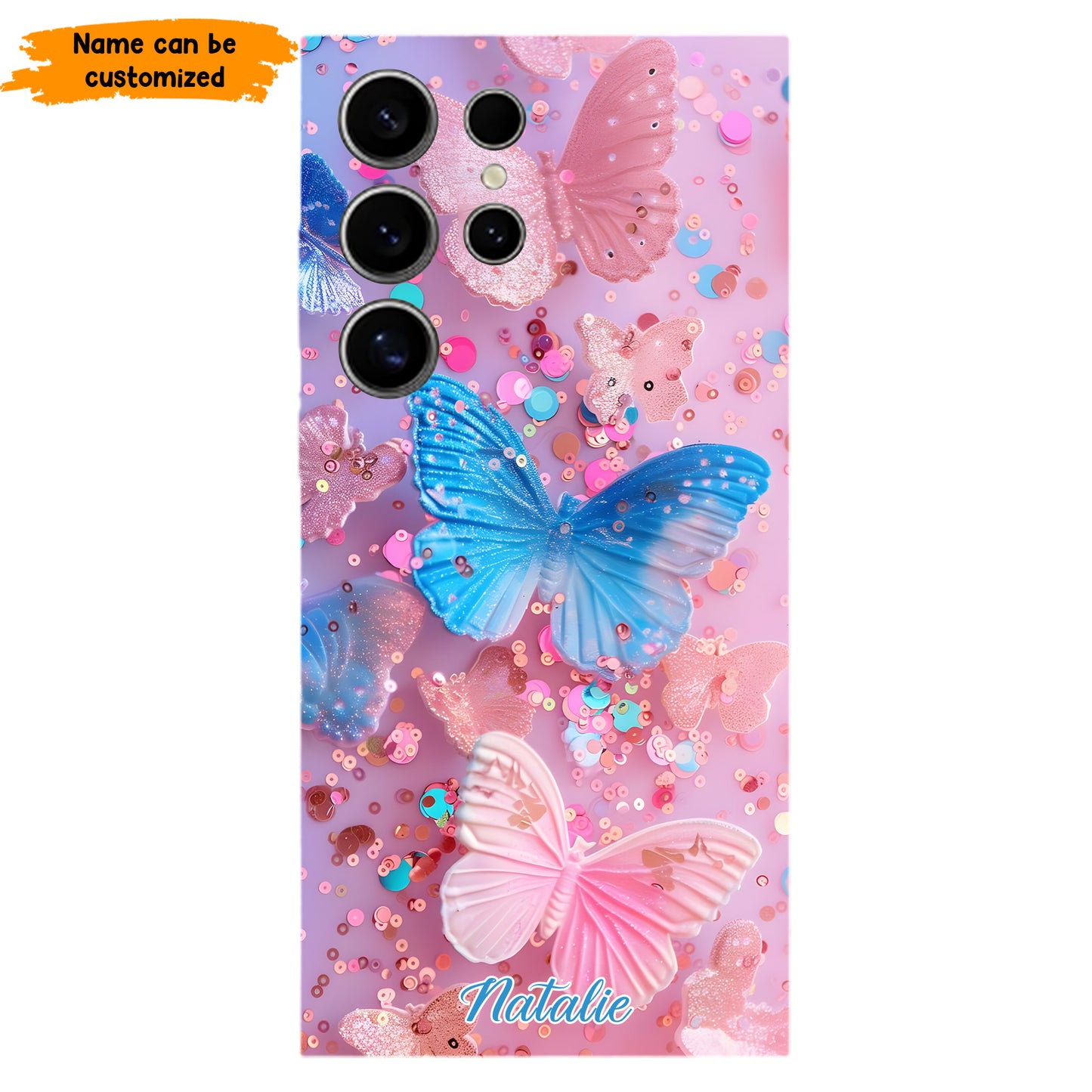 Personalized Butterfly Glitter Phone Case