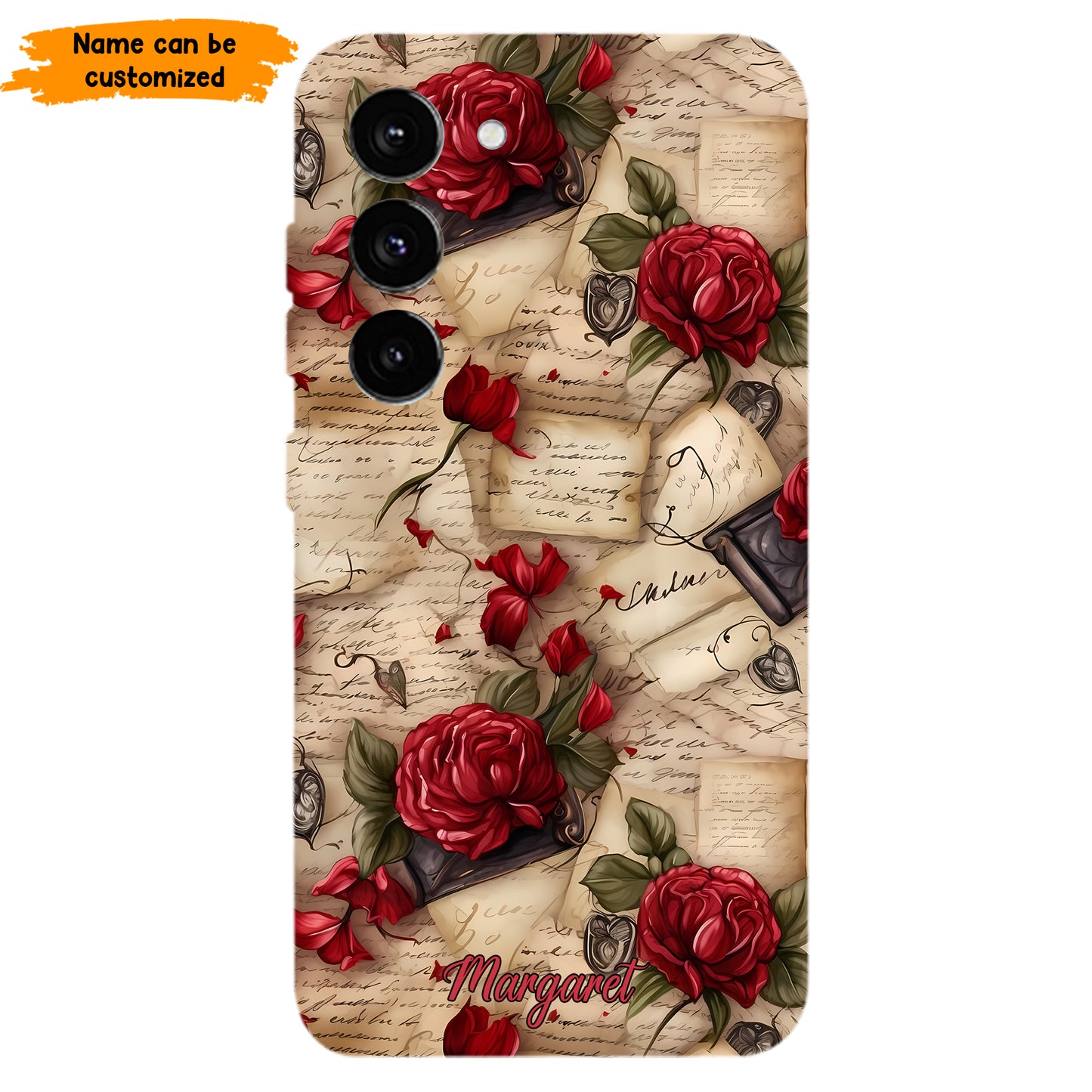 Personalized Vintage Letter & Rose Phone Case – Elegant & Romantic