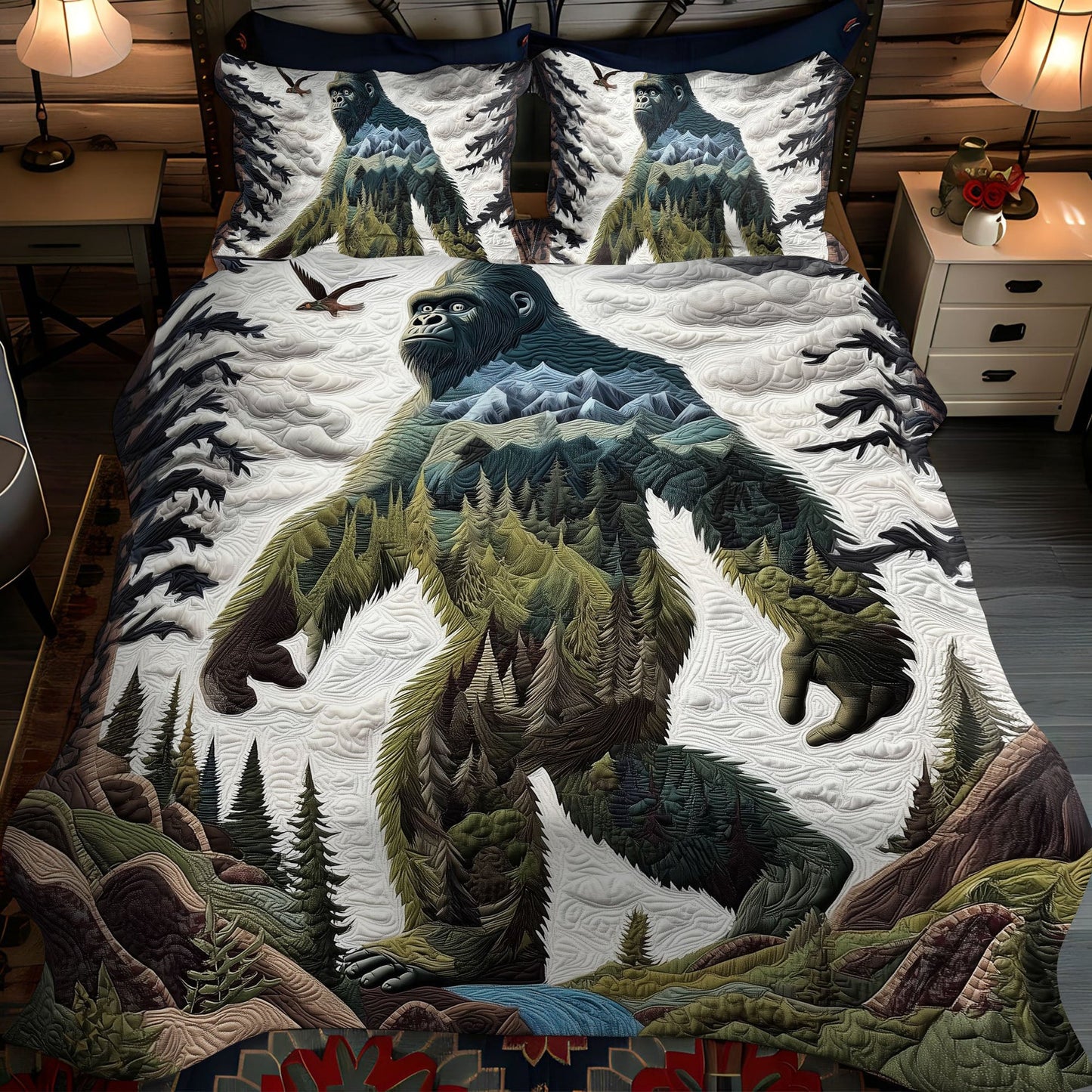 Into the Woods – Bigfoot Quilted Bedding Set