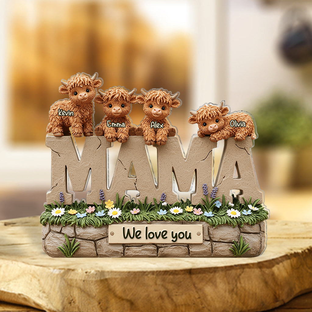 Cute Baby Highland Cow - Personalized Cow Custom Shaped Acrylic Plaque